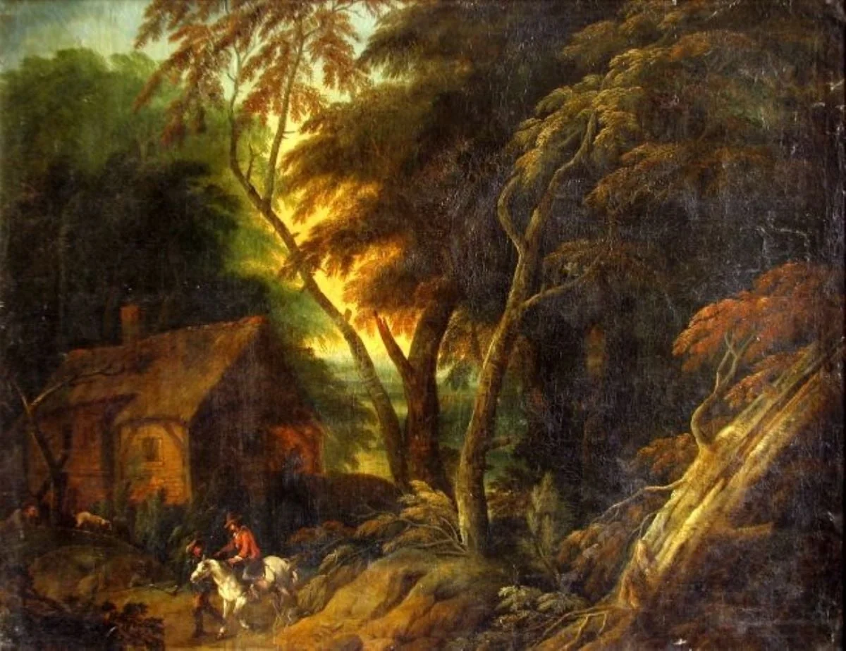 Drum în pădure; pandant: Casă țărănească, by Max Josef Schinnagel, unspecified