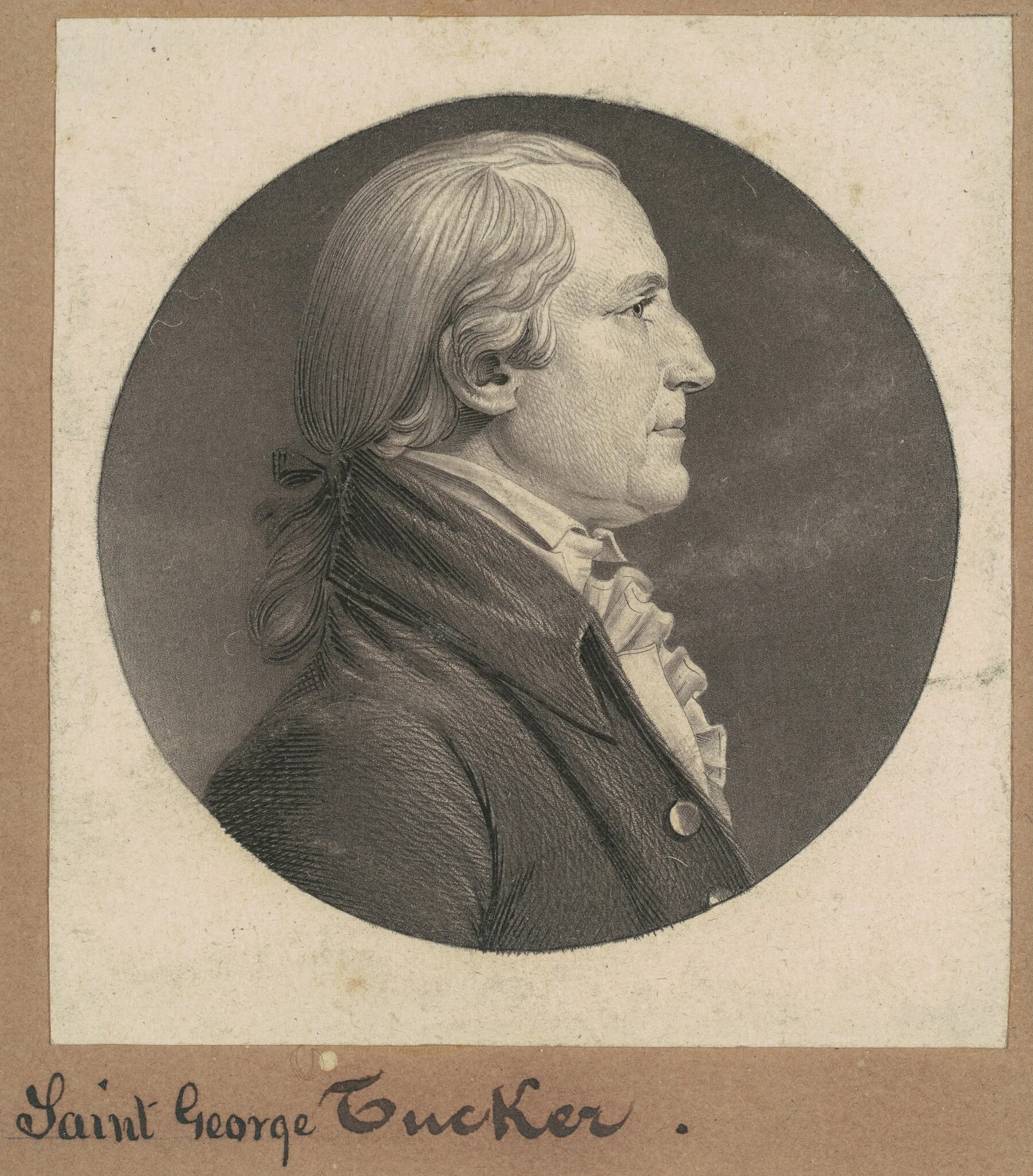 Saint George Tucker, by Charles Balthazar Julien Févret de Saint-Mémin, ink, 1808