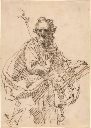 A Standing Saint with a Crucifix and a Book