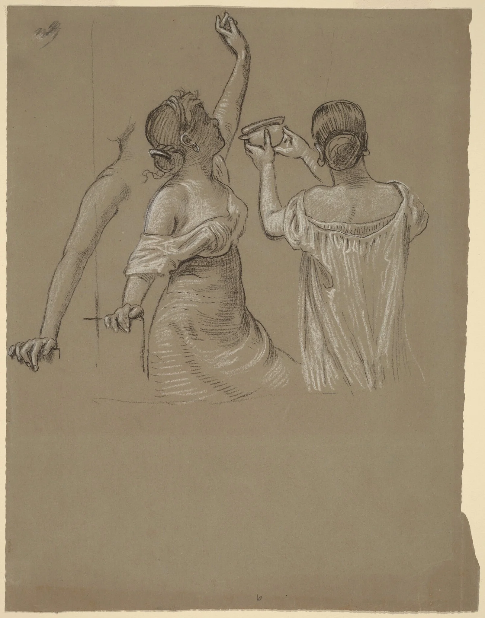 Dionysian Revelers, by Elihu Vedder, charcoal, 1880