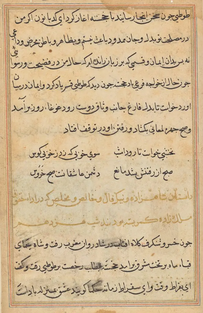 Page from Tales of a Parrot (Tuti-nama): text page