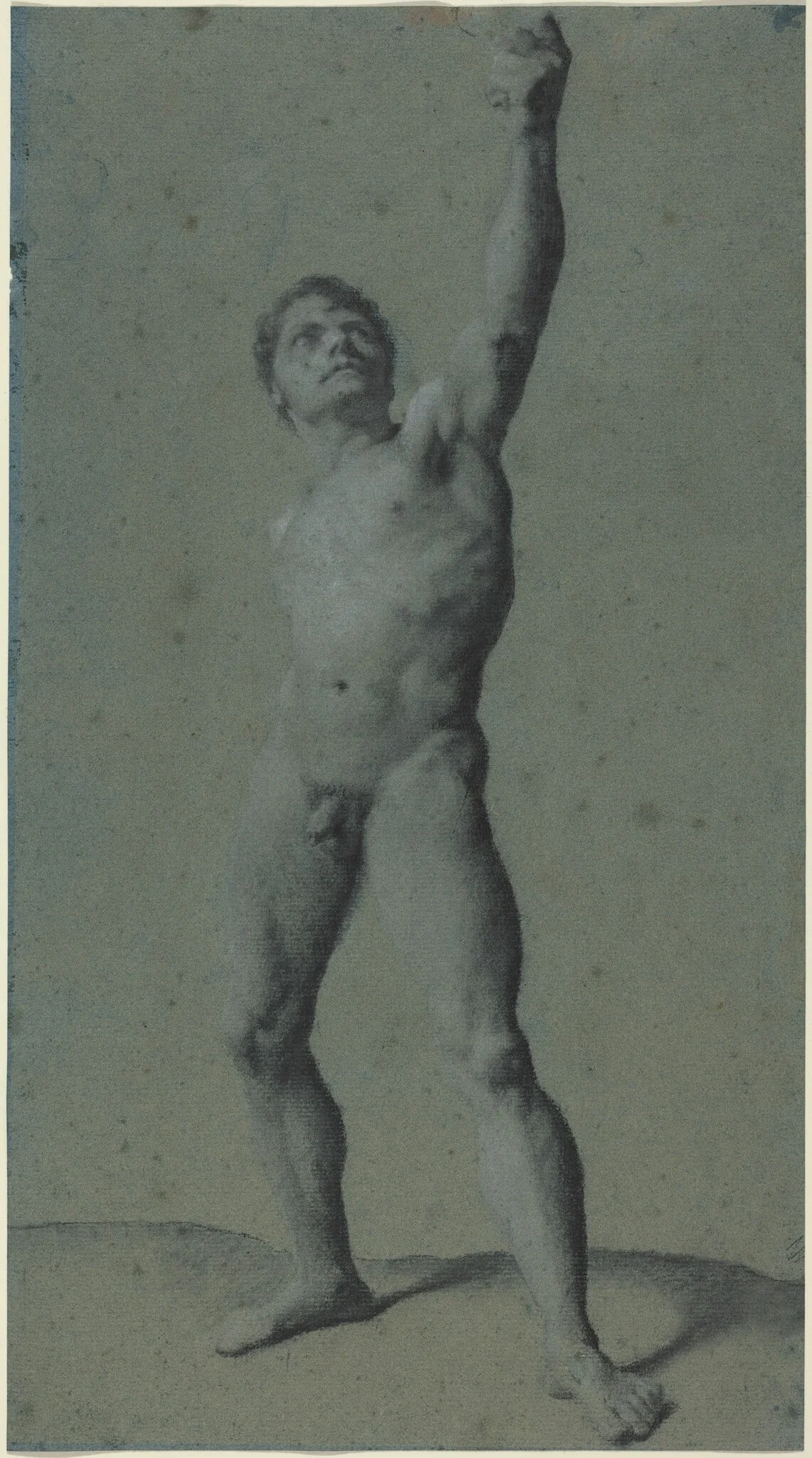 Male Nude Study, by Pierre Paul Prud'hon, charcoal, 1790