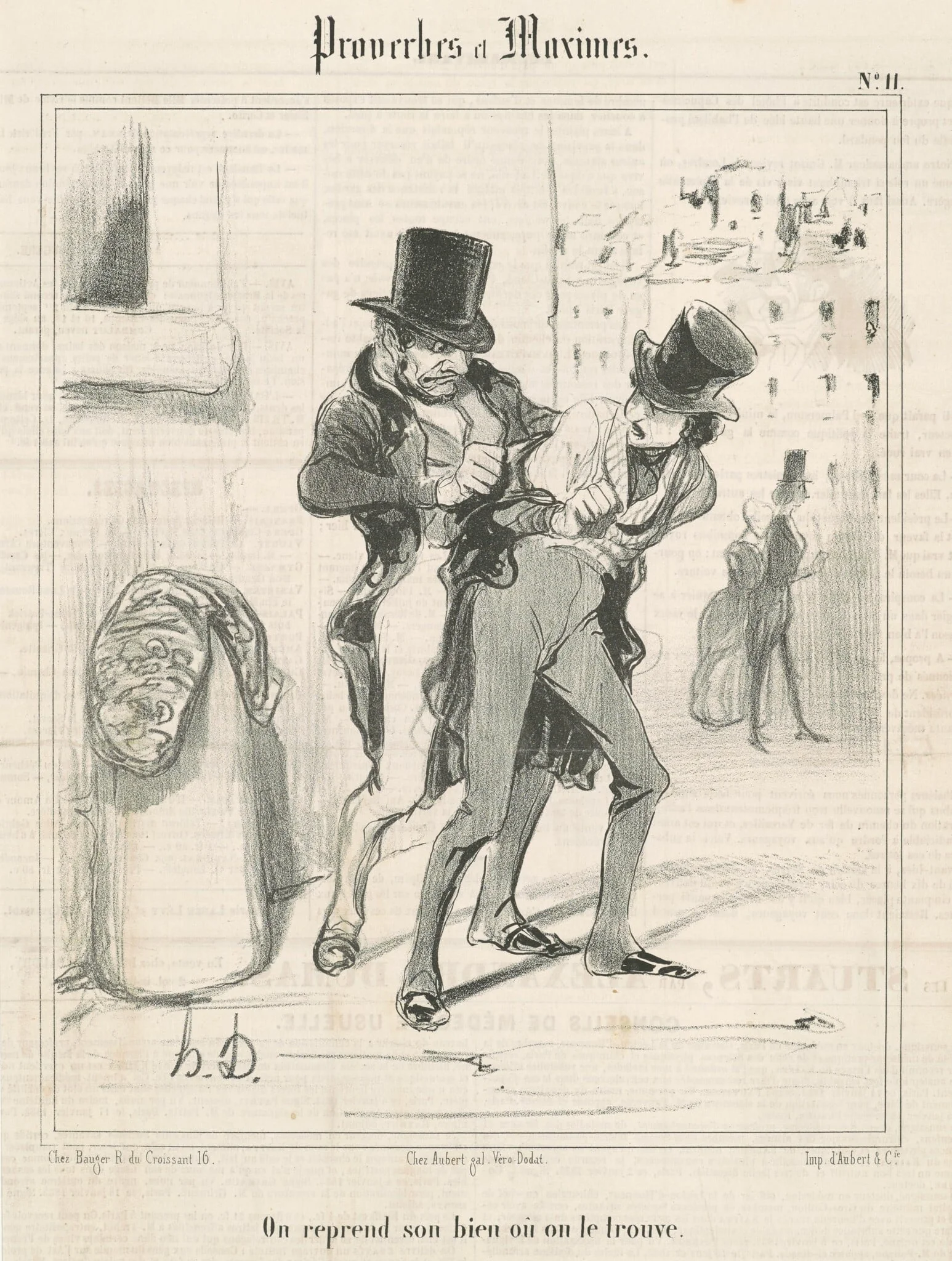 On reprend son bien ou on le trouve, by Honoré Daumier, ink, 1840