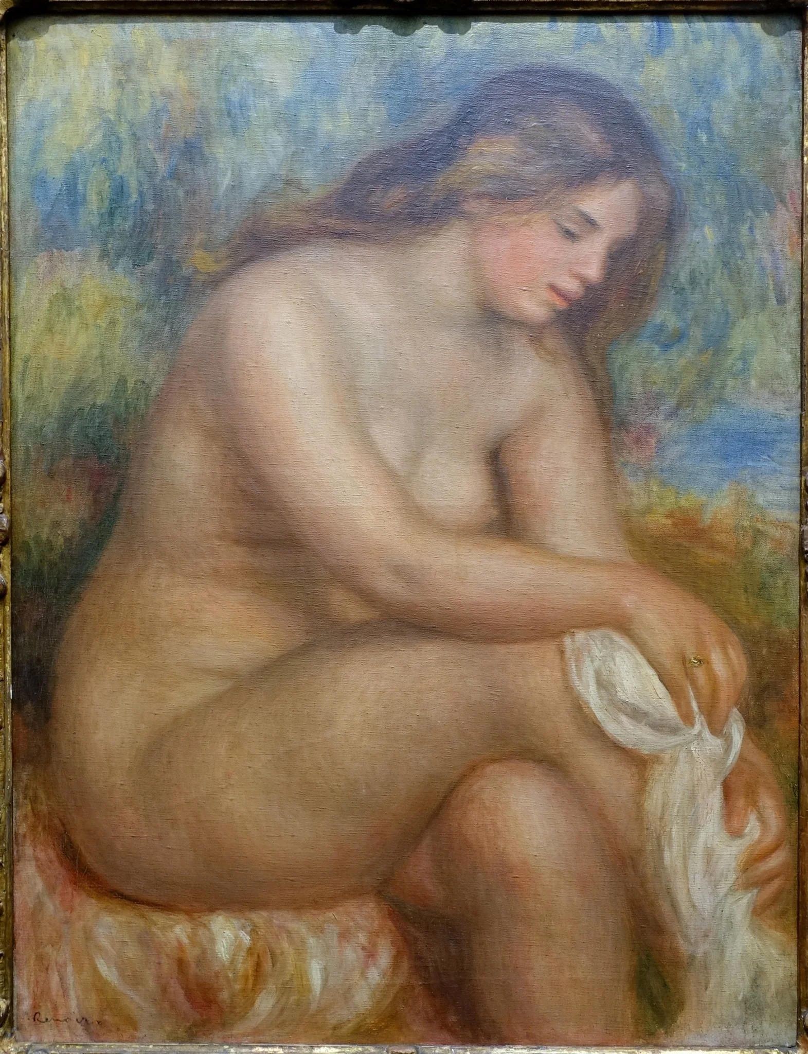 Bather Drying her Right Leg, by Auguste Renoir, oil, 1910