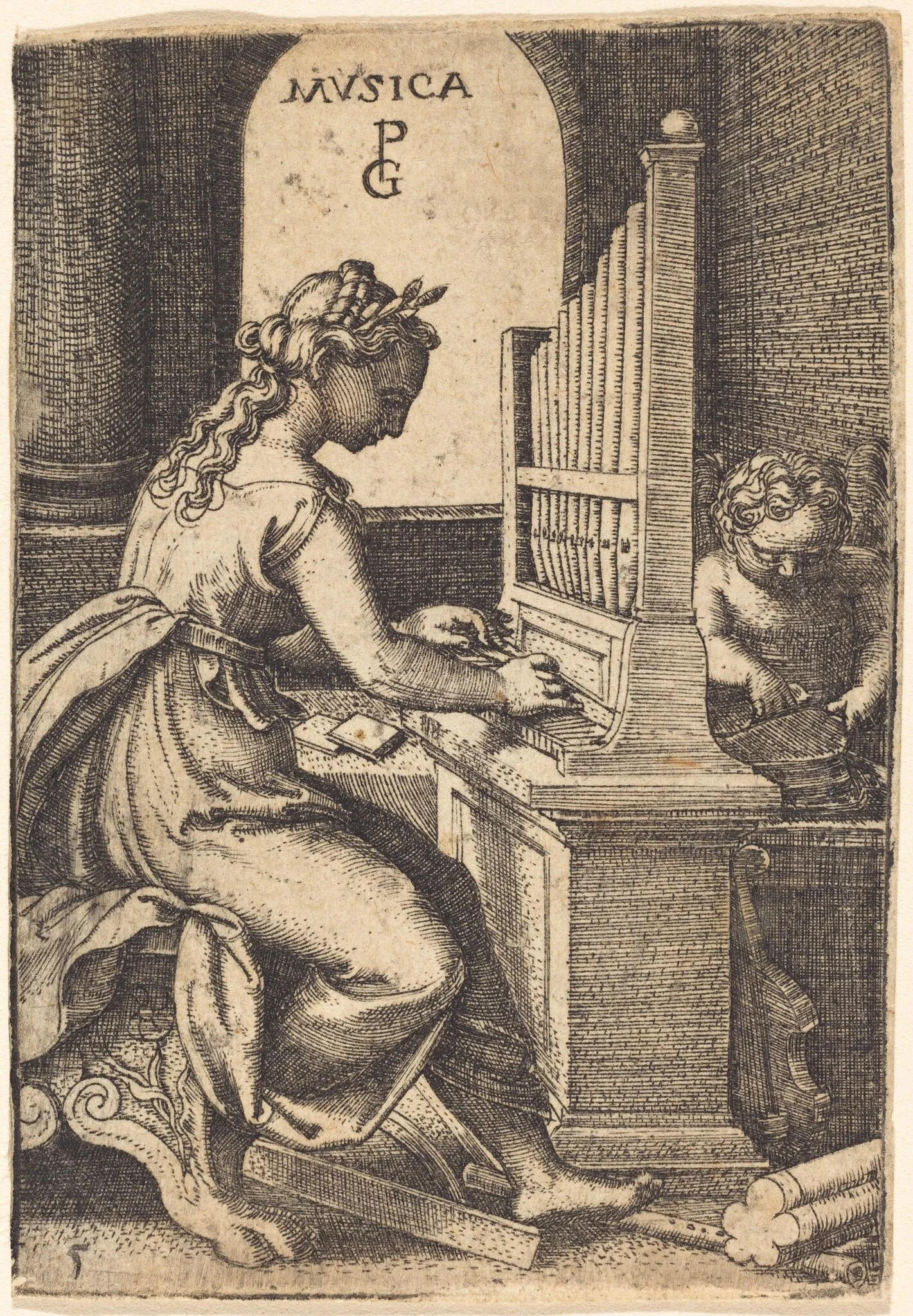 Music, by Georg Pencz, ink, 1525