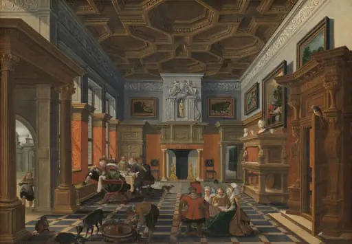 Gezelschap in een interieur