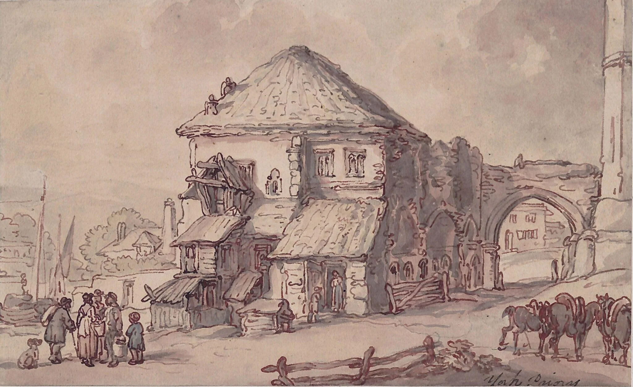 York Priory, by Thomas Rowlandson, watercolor, 1780