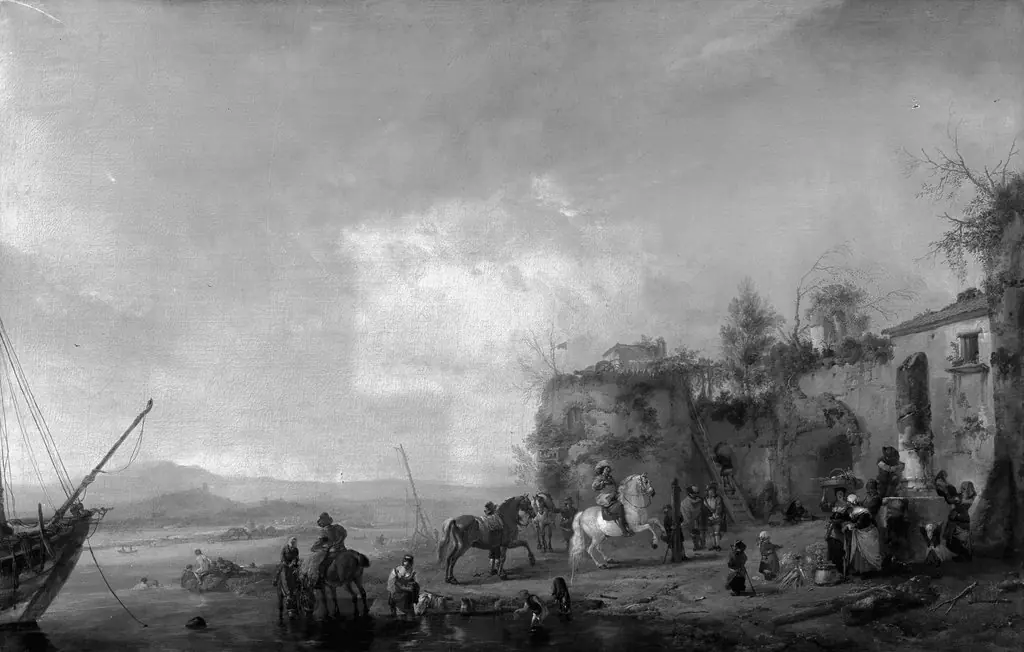 Riding school at the river bank