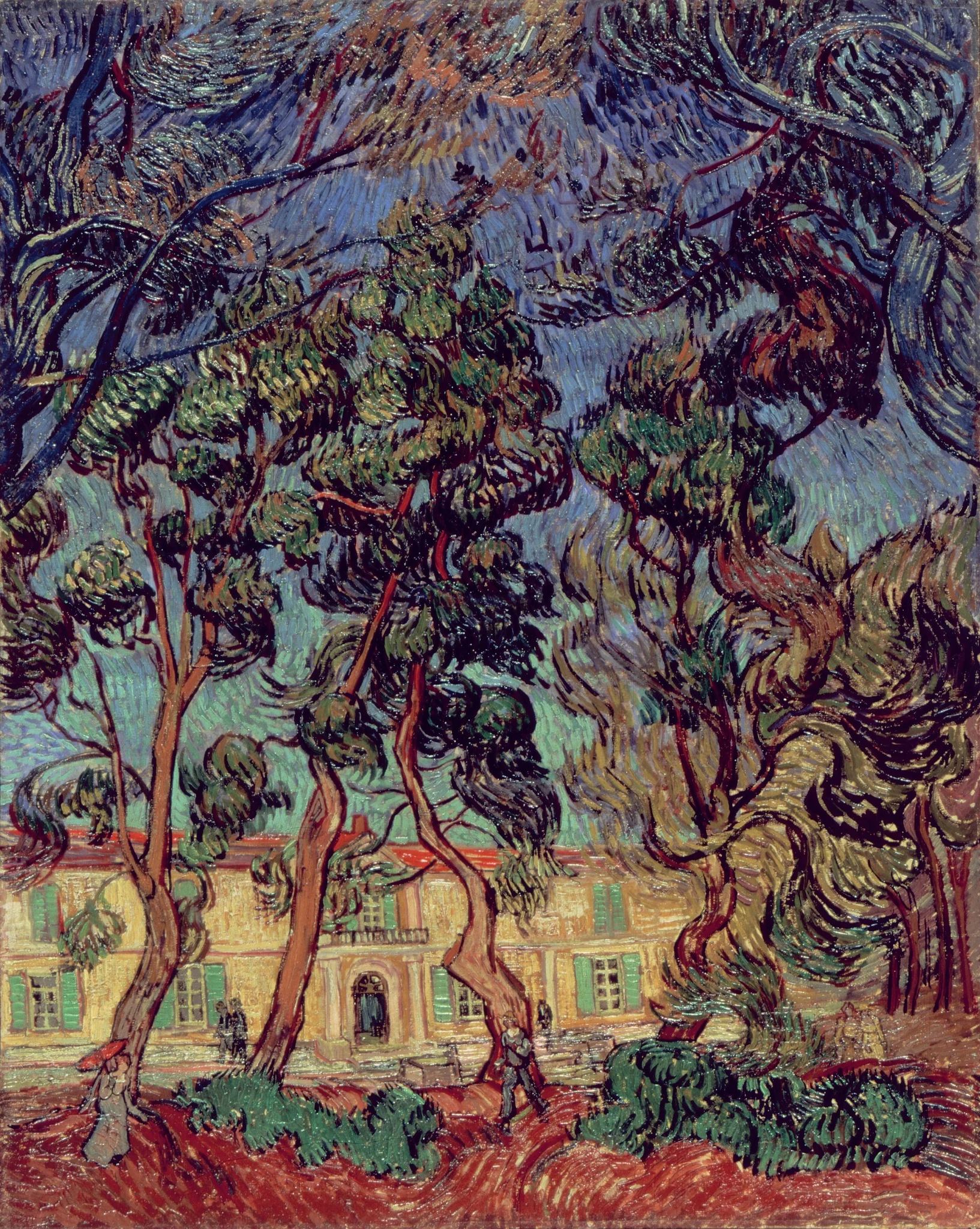 Trees in the Garden of Saint-Paul Hospital, by Vincent van Gogh, oil, 1889