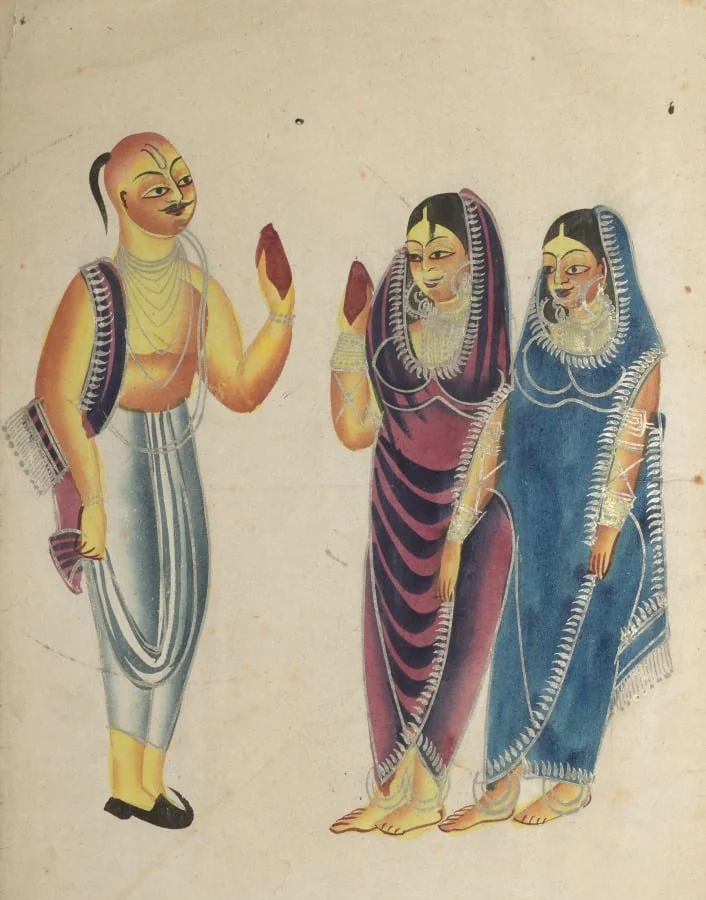 Vaishnava Devotee with Two Women, by Unknown, unspecified, 1890