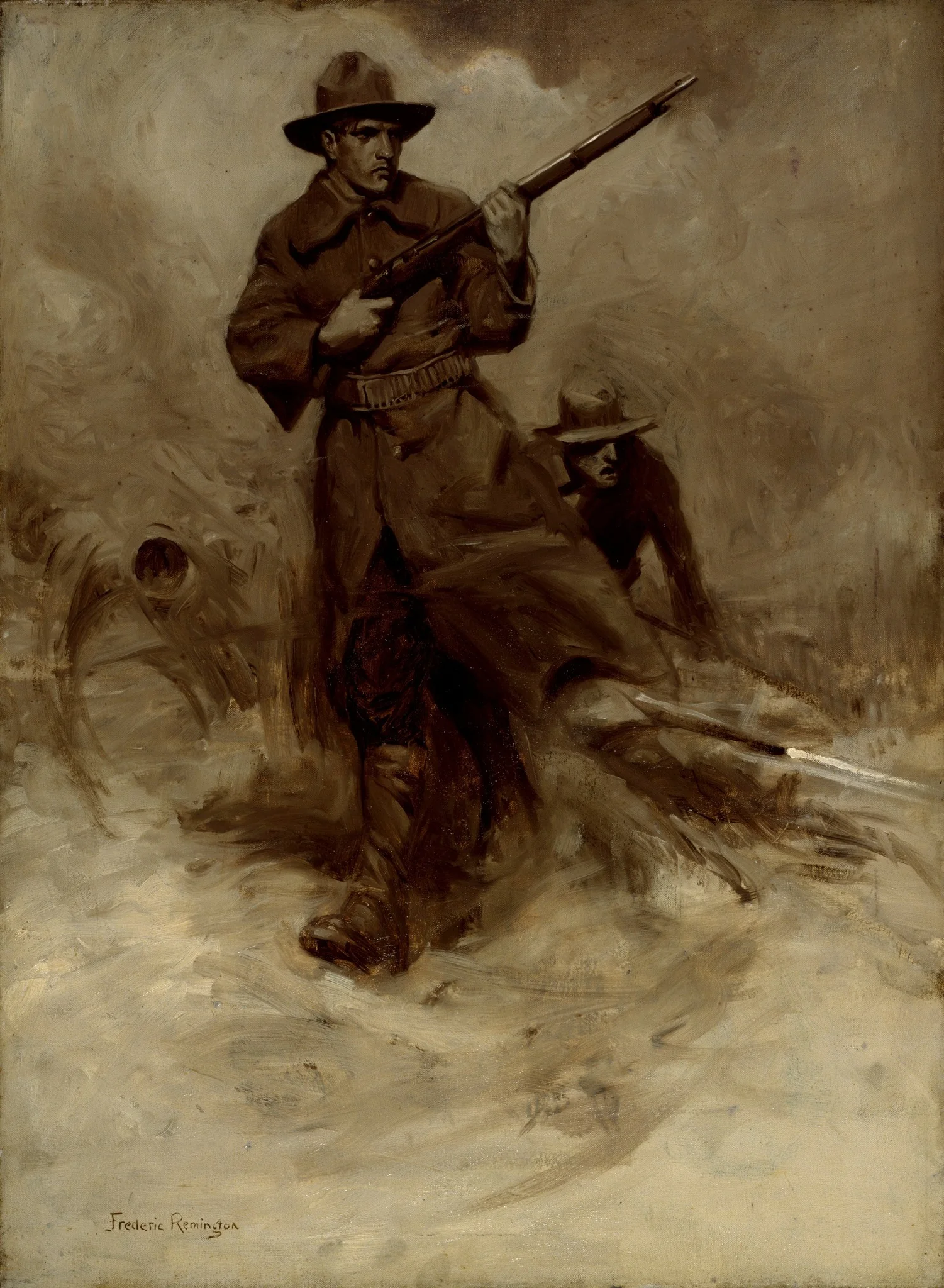 Spanish-American War Soldiers in Action, by Gilbert Gaul, oil, 1897