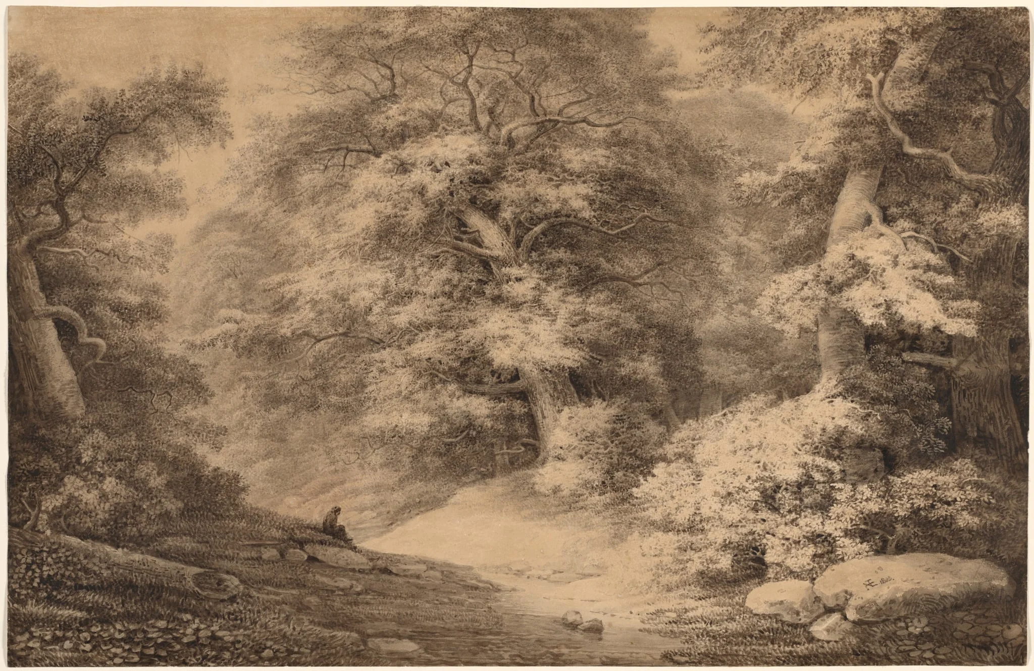 A Beech Wood with a Resting Traveler, by Christoph Nathe, 1803