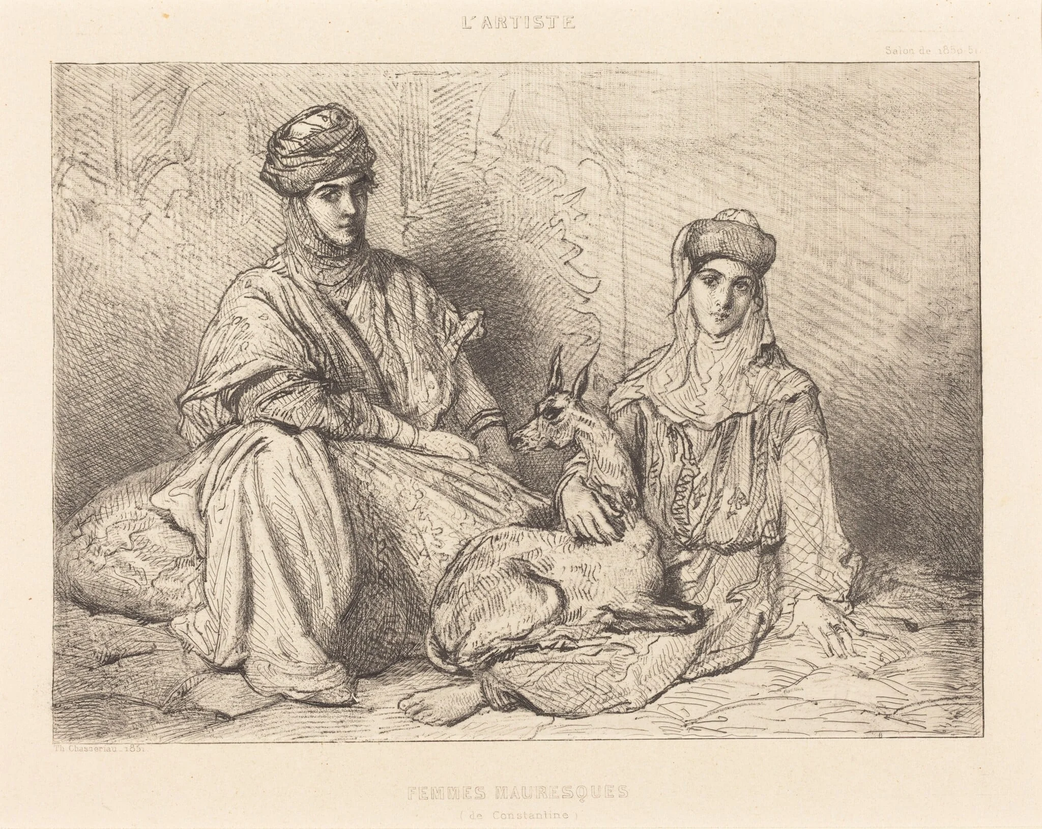 Femmes Mauresques de Constantine, by Théodore Chassériau, ink, 1851