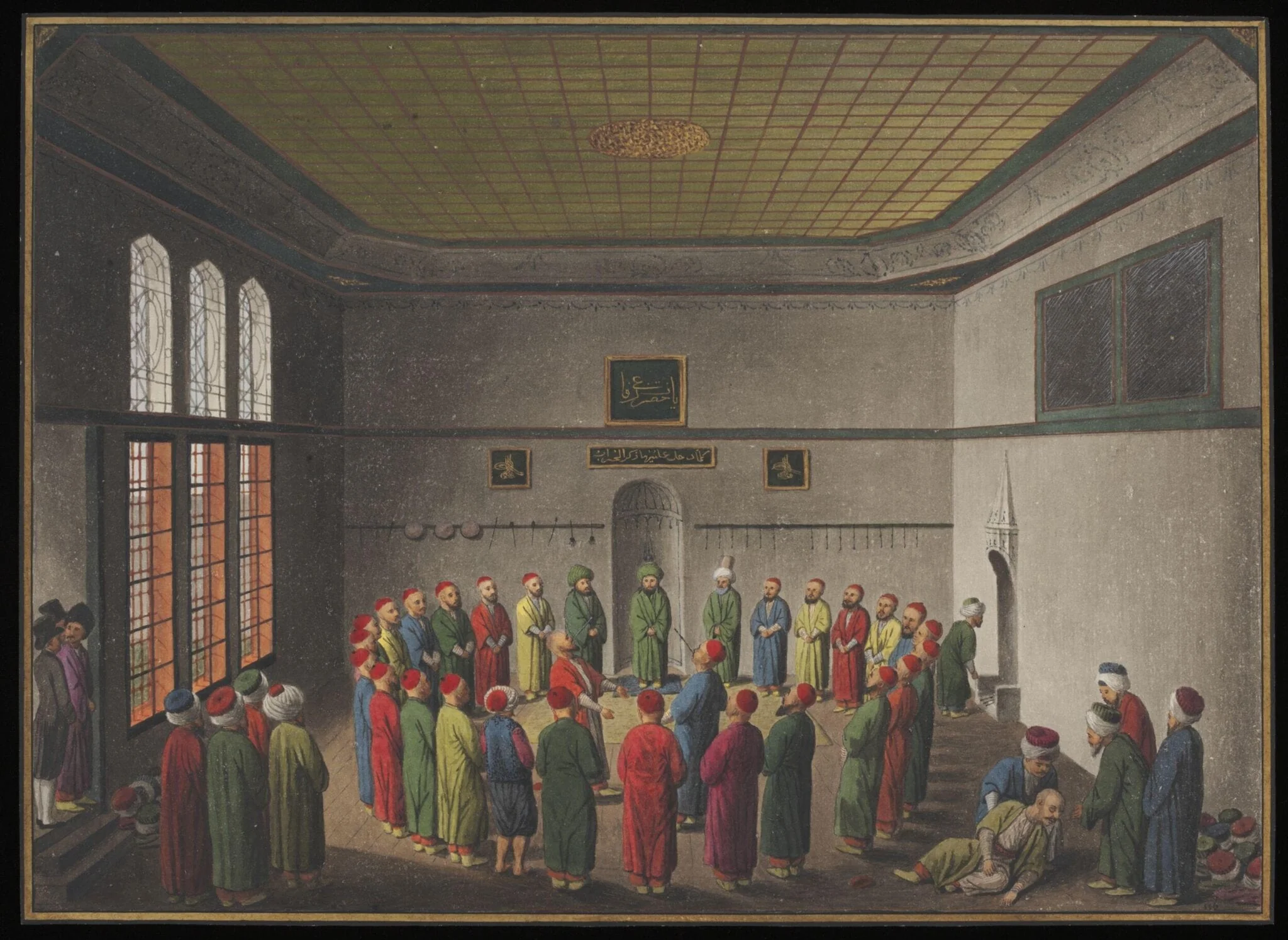 Convent of the Rufai Dervishes, by Anonymous Greek artist, watercolor, 1809