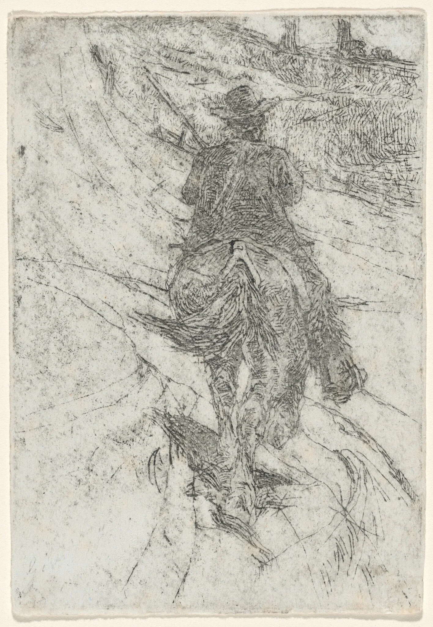 Herdsman on Horseback (Buttero a cavallo), by Giovanni Fattori, ink, 1885