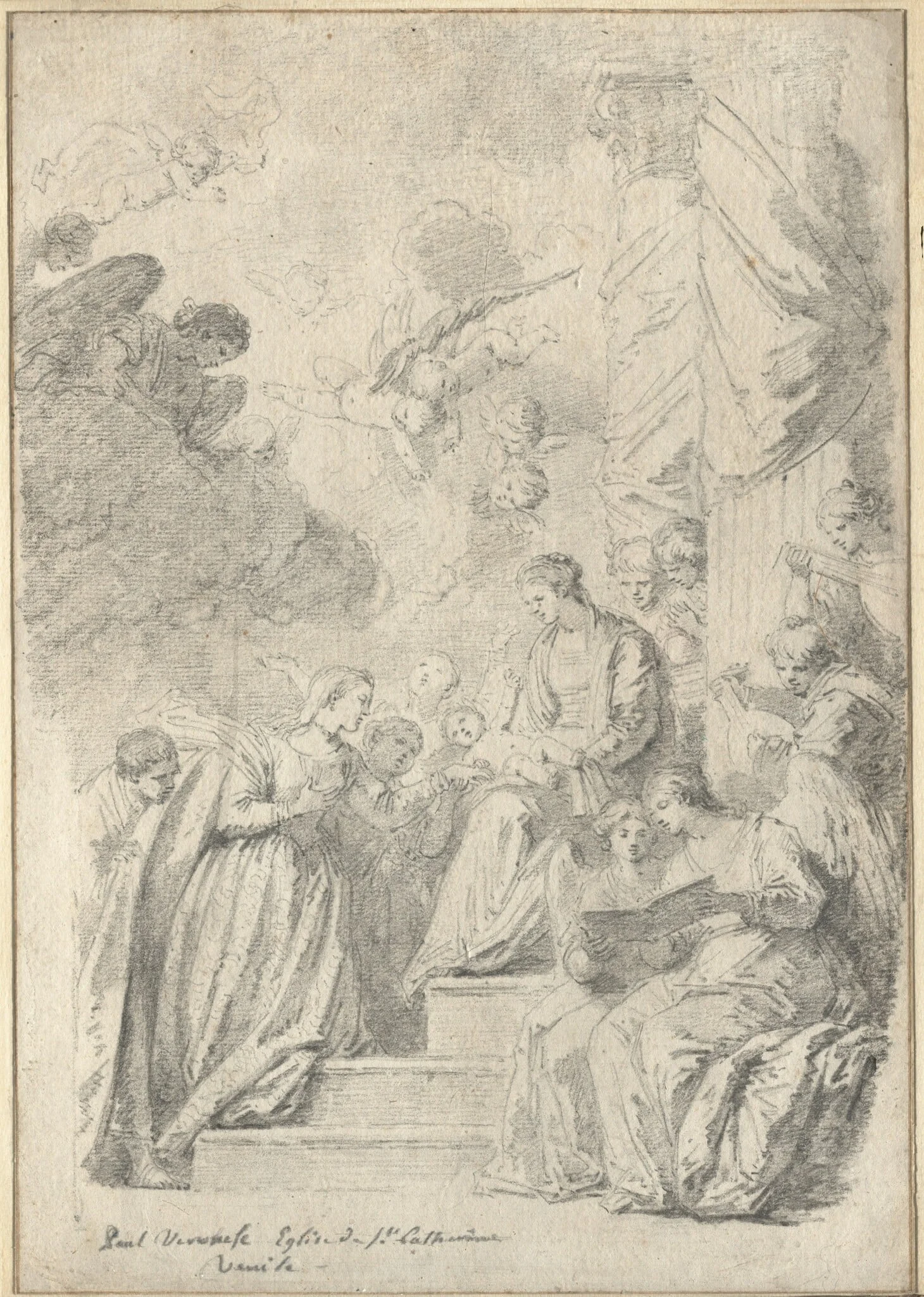 The Mystic Marriage of Saint Catherine, by Jean Honoré Fragonard, chalk, 1761