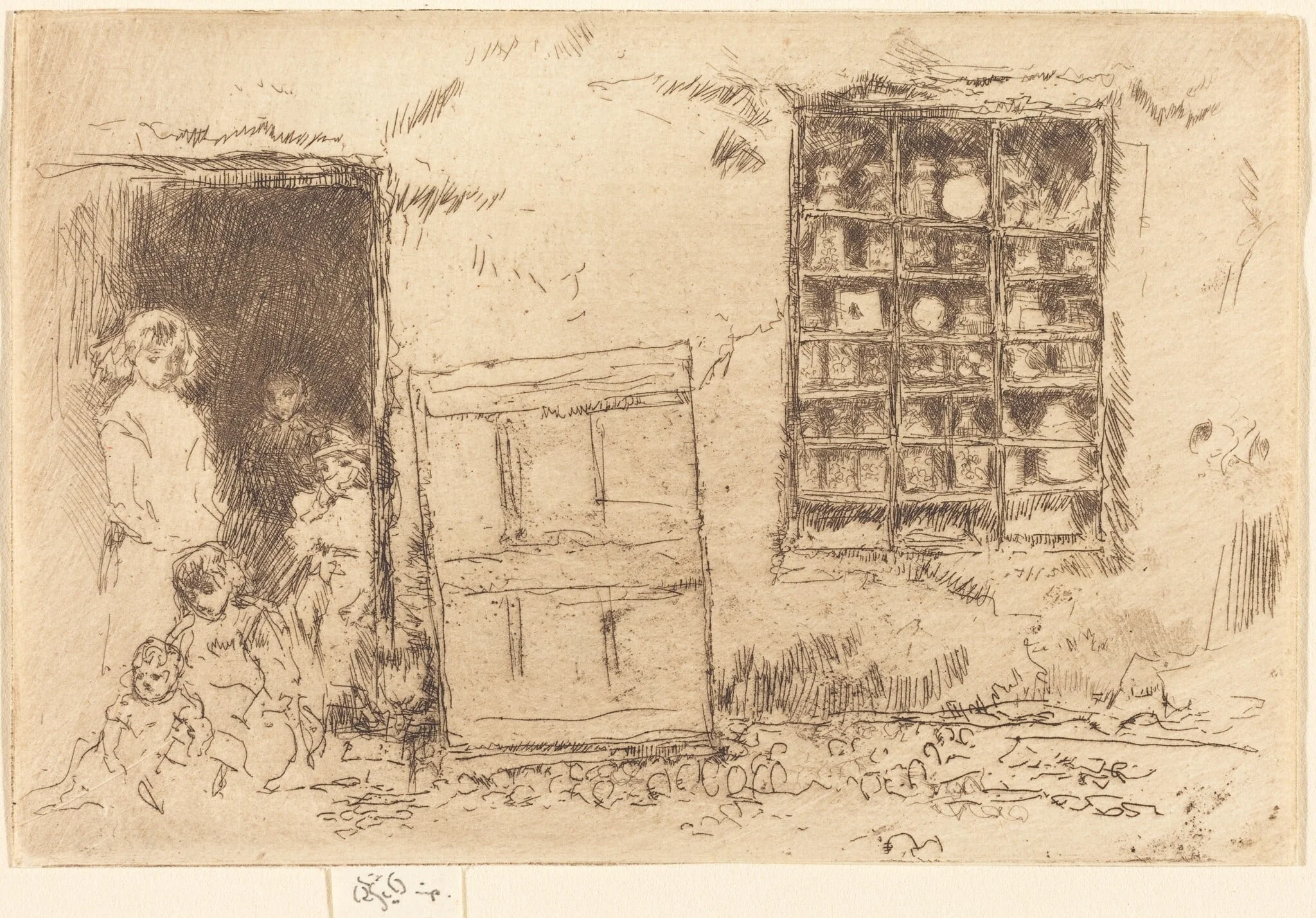 The Village Sweet-Shop, by James McNeill Whistler, ink, 1887