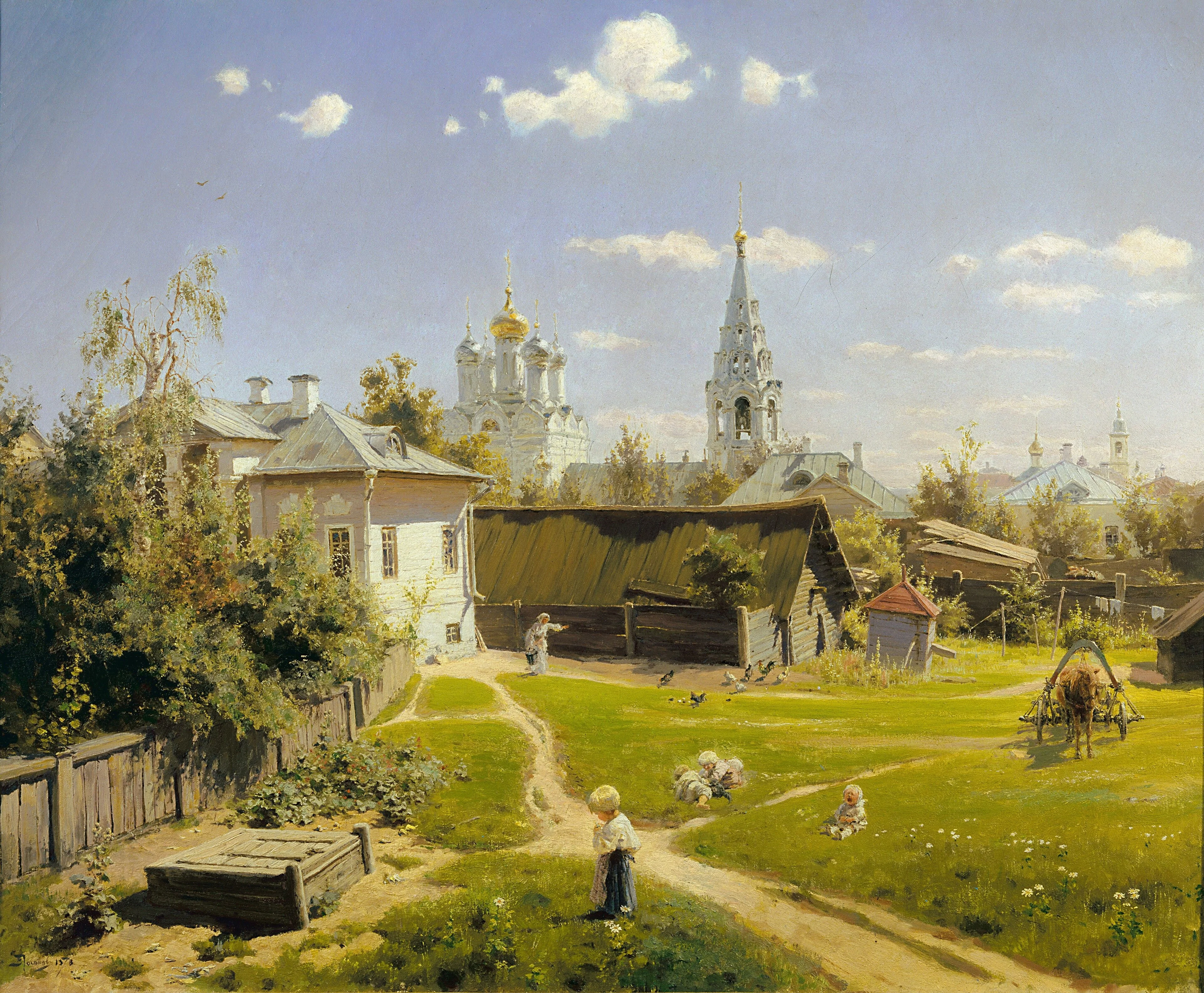 Moscow courtyard, by Vasily Polenov, oil, 1890