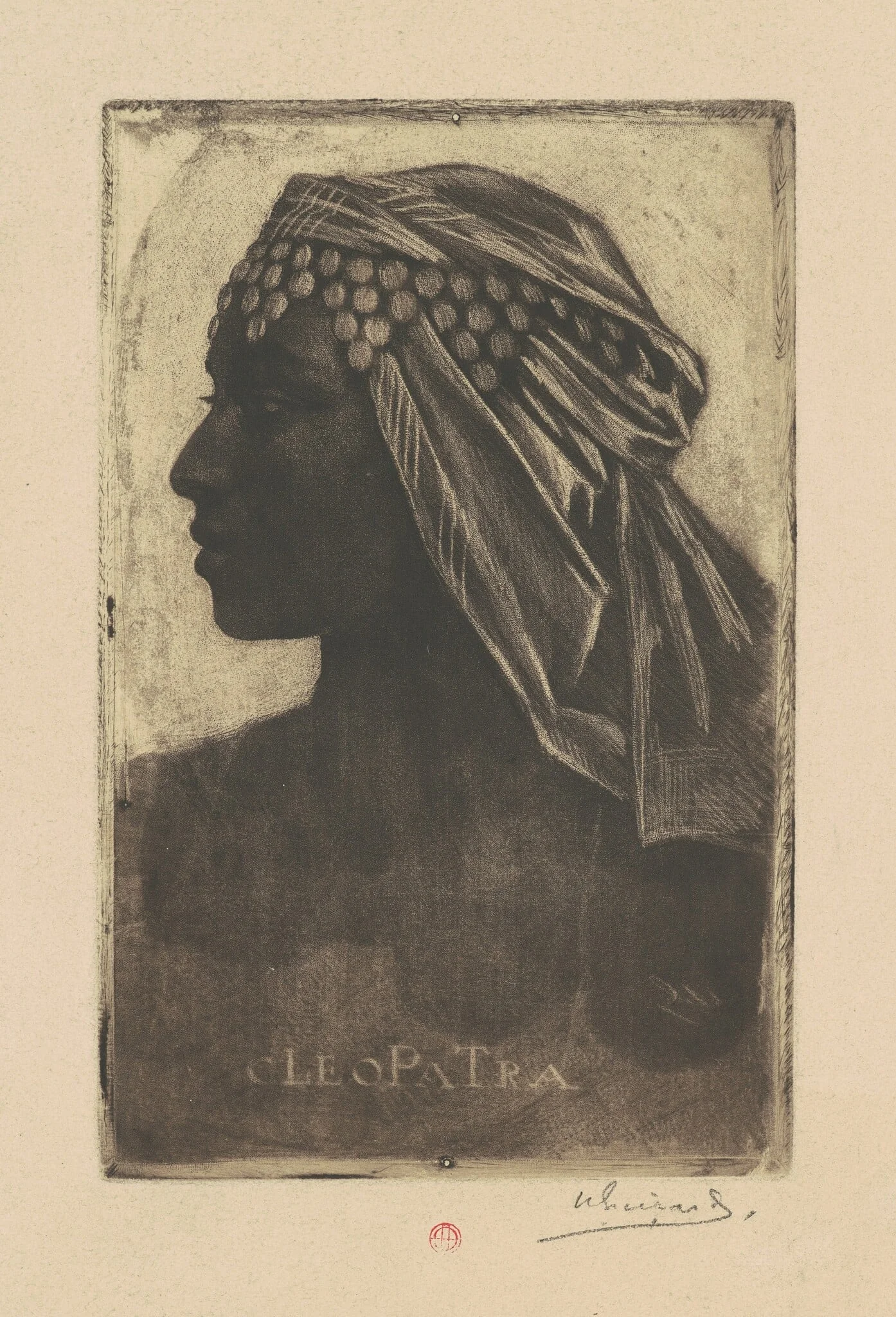 Cleopatra, by Henri-Charles Guérard, ink, 1889