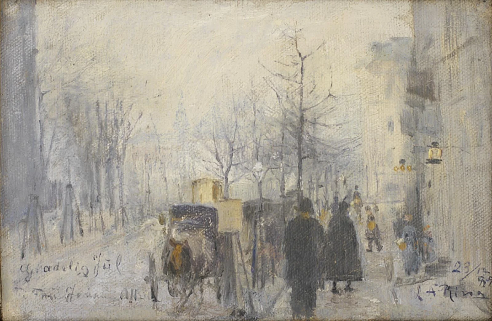 Udsigt fra vinduet i Café Osborne op ad Frederiksberg Allé, by Unknown, 1889