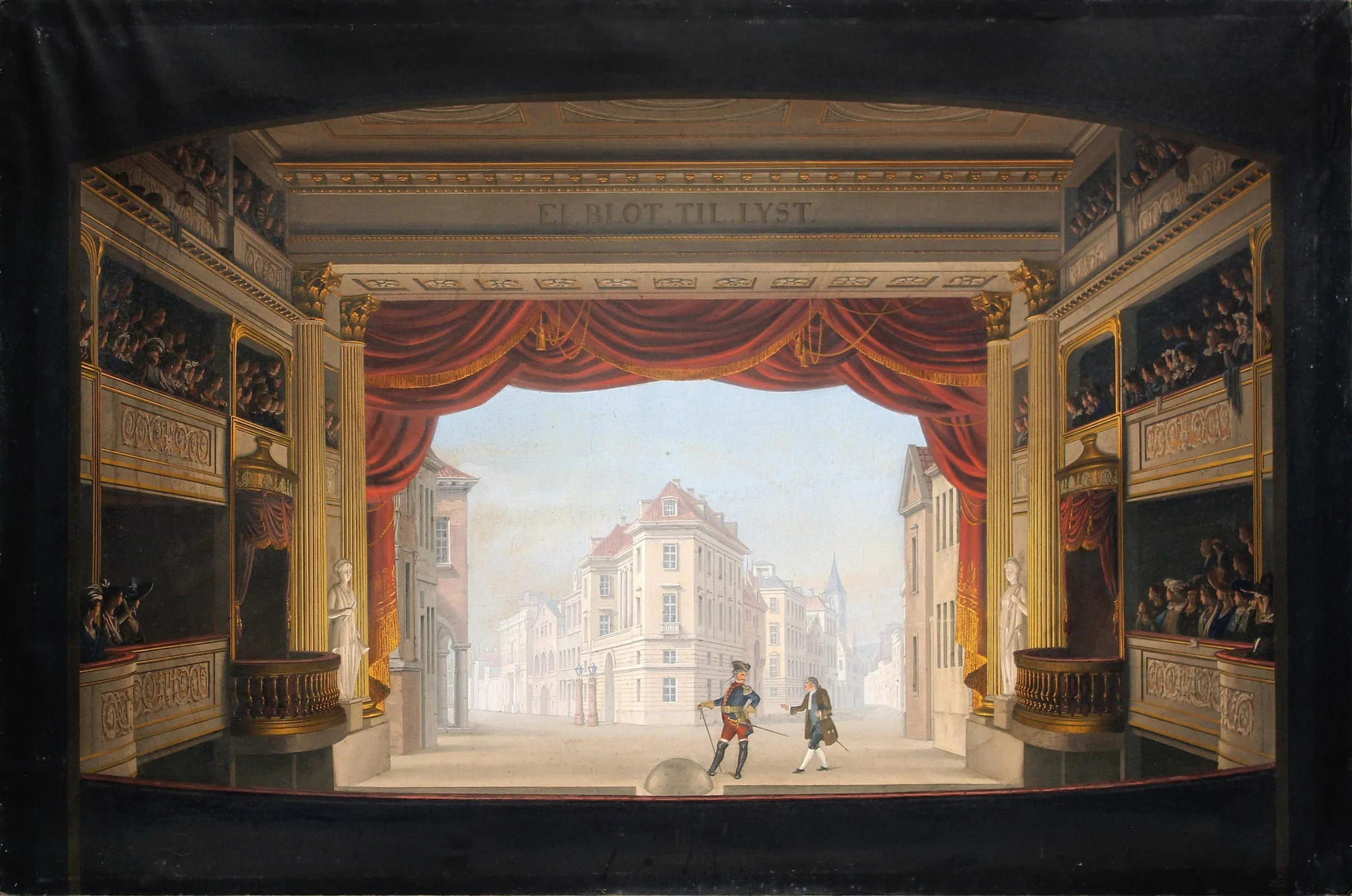Det indvendige af Det kgl. teater under fremstillingen af Jacob v. Thyboe