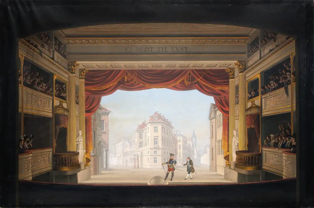 Det indvendige af Det kgl. teater under fremstillingen af Jacob v. Thyboe