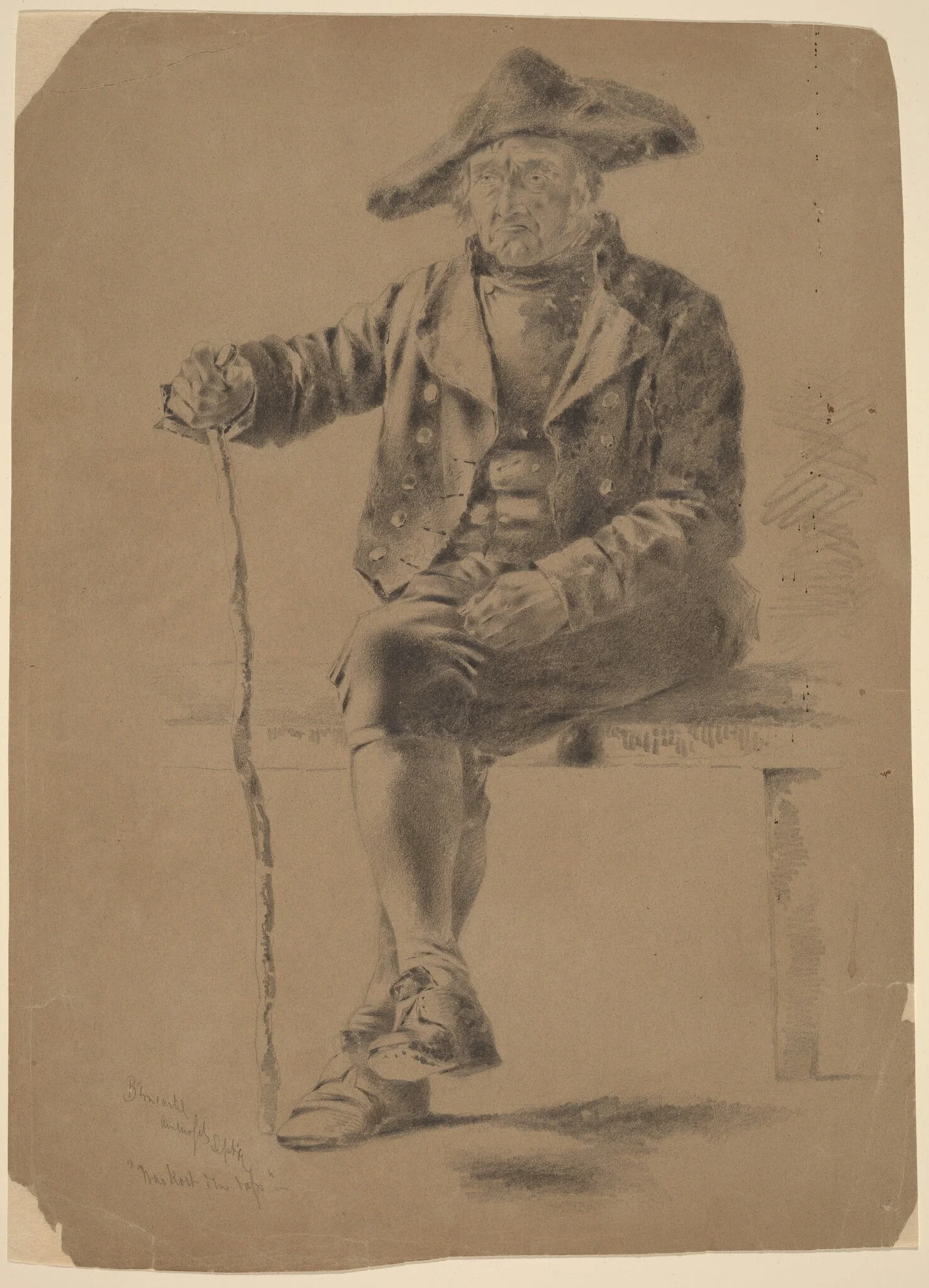 The Old Soldier - Berncastel, by Alfred Cornelius Howland, graphite, 1862