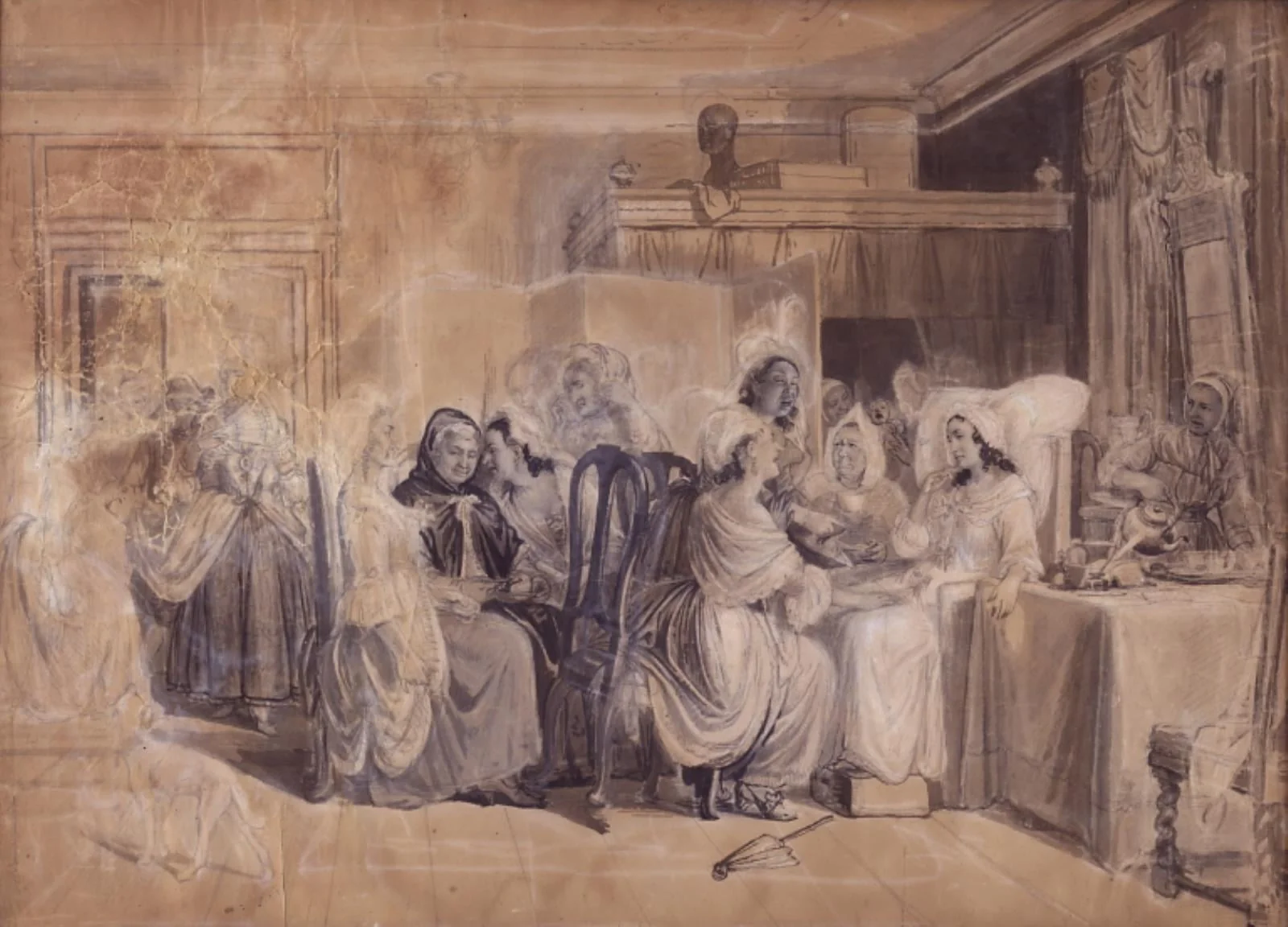 Karton til "Barselstuen", by Unknown, 1850
