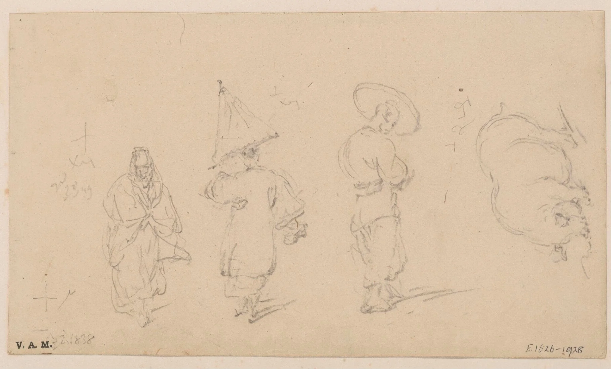 Three figures and a pig