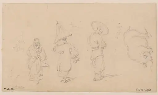 Three figures and a pig