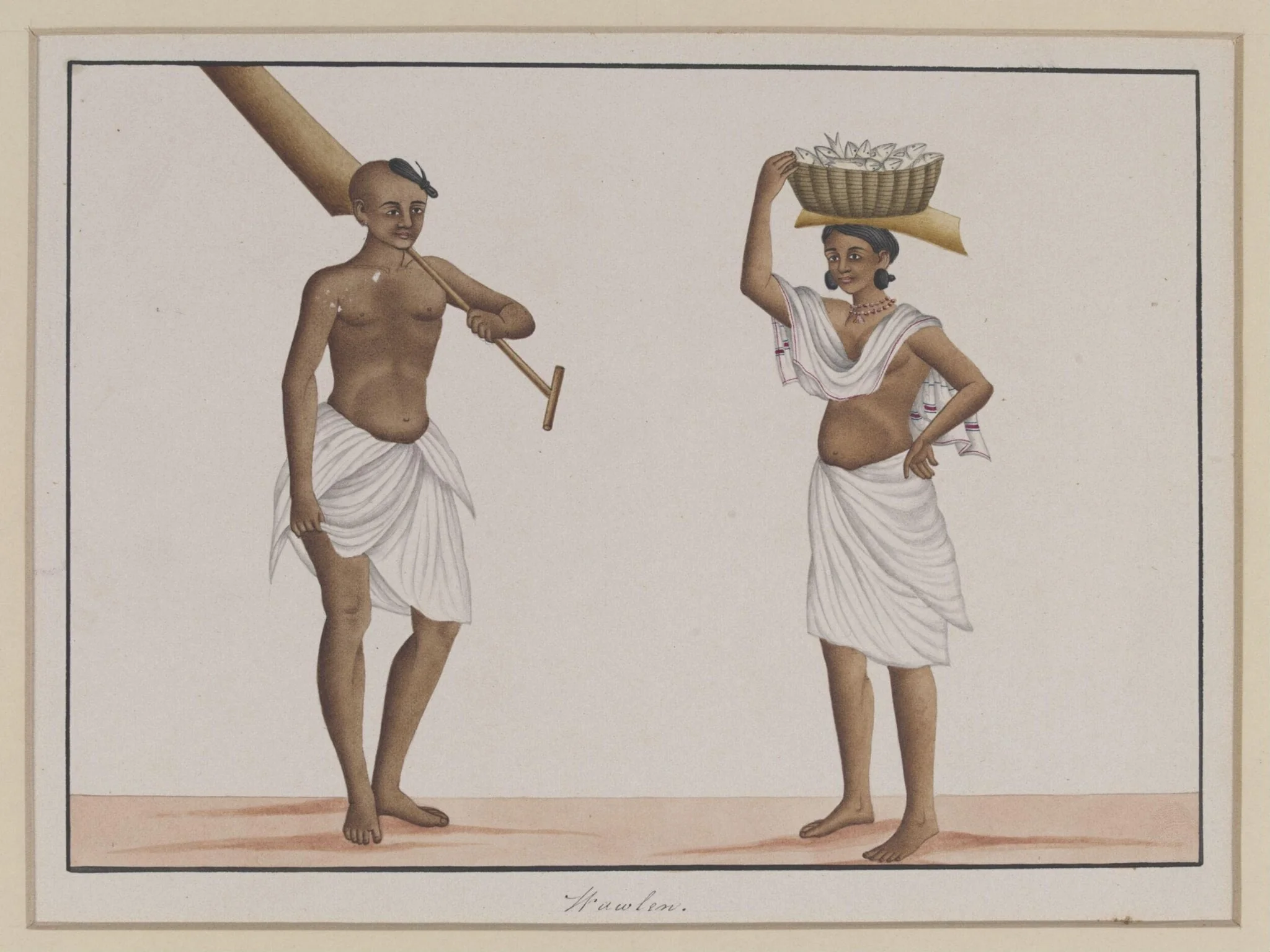 A fisherman and his wife, by Unknown, paint, 1830