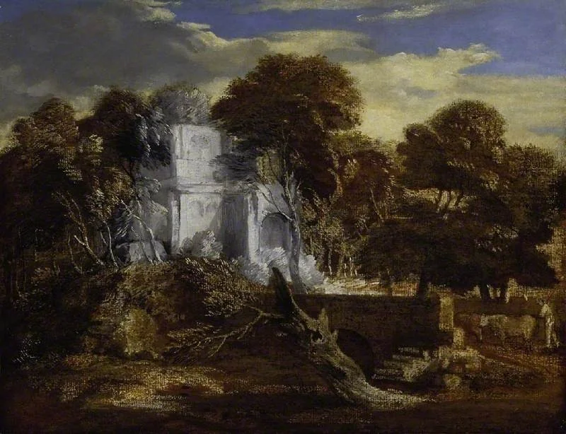 Landscape with Herdsman and Cows crossing a bridge