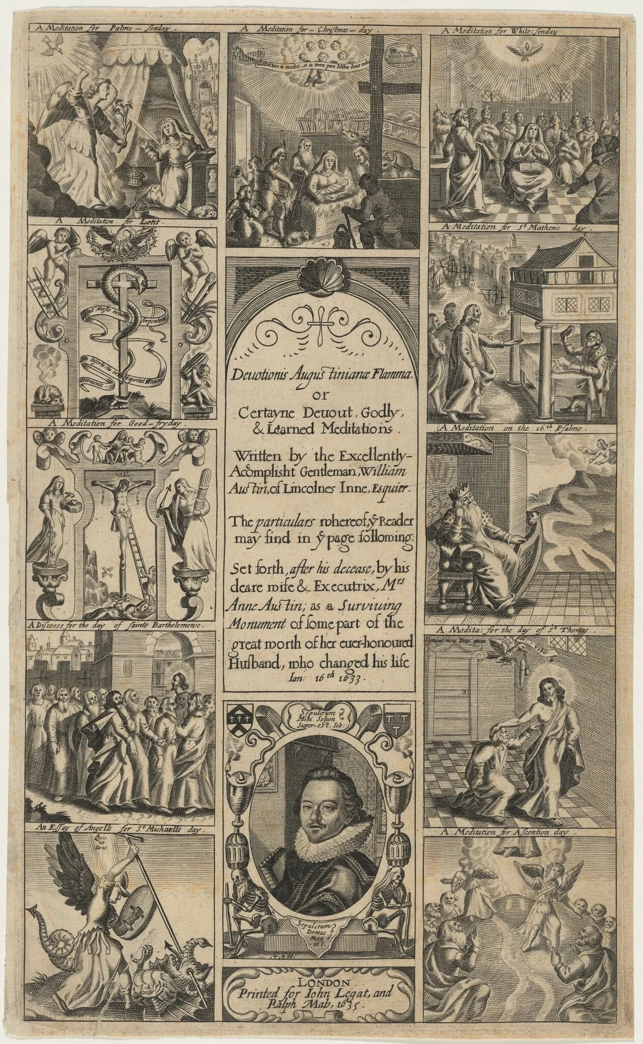 Title Page for Devotionis Augustinianae Flamma, by William Austin, by George Glover, ink, 1637