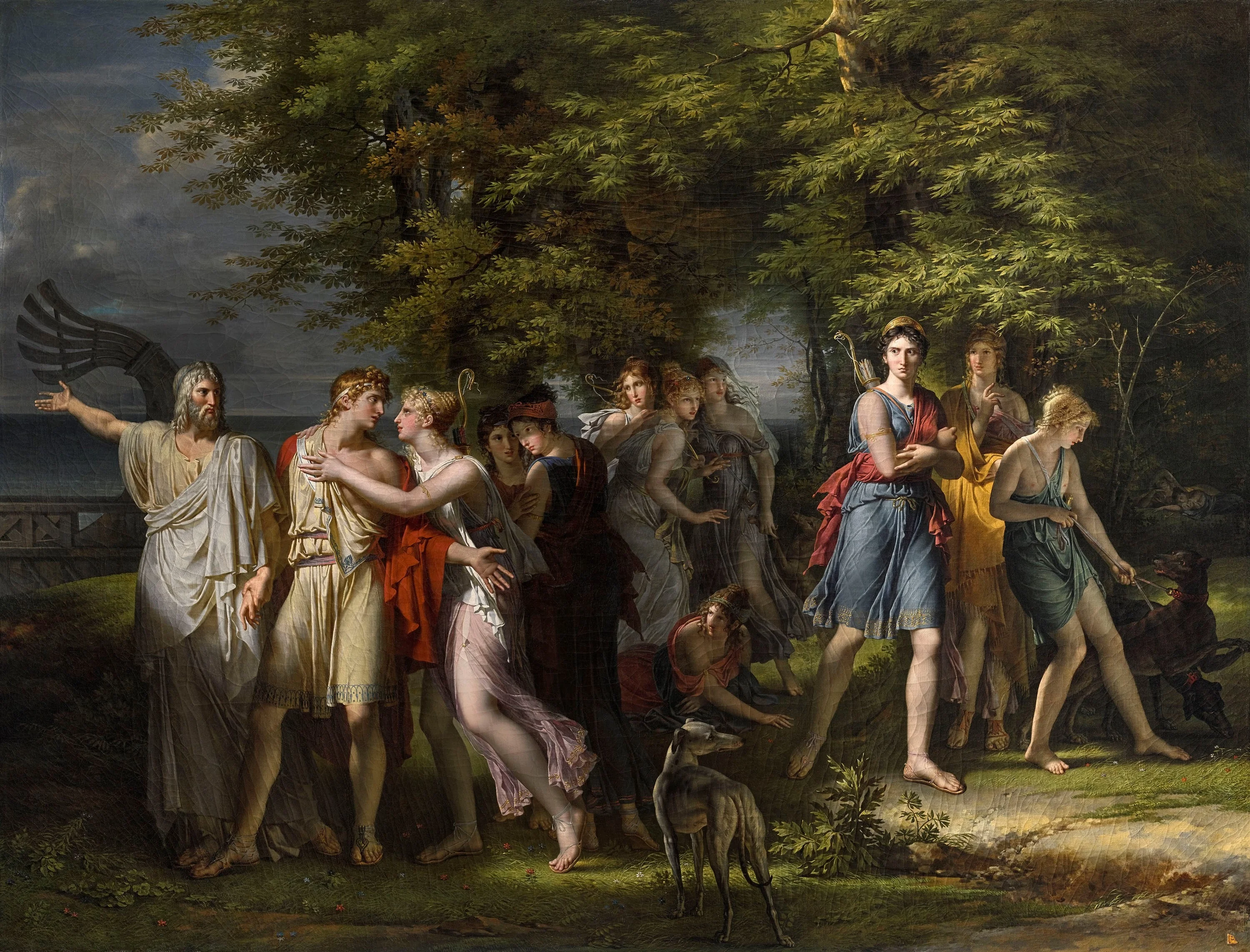 Telemachus, Urged by Mentor, Leaving the Island of Calypso, by Charles Meynier, oil, 1800