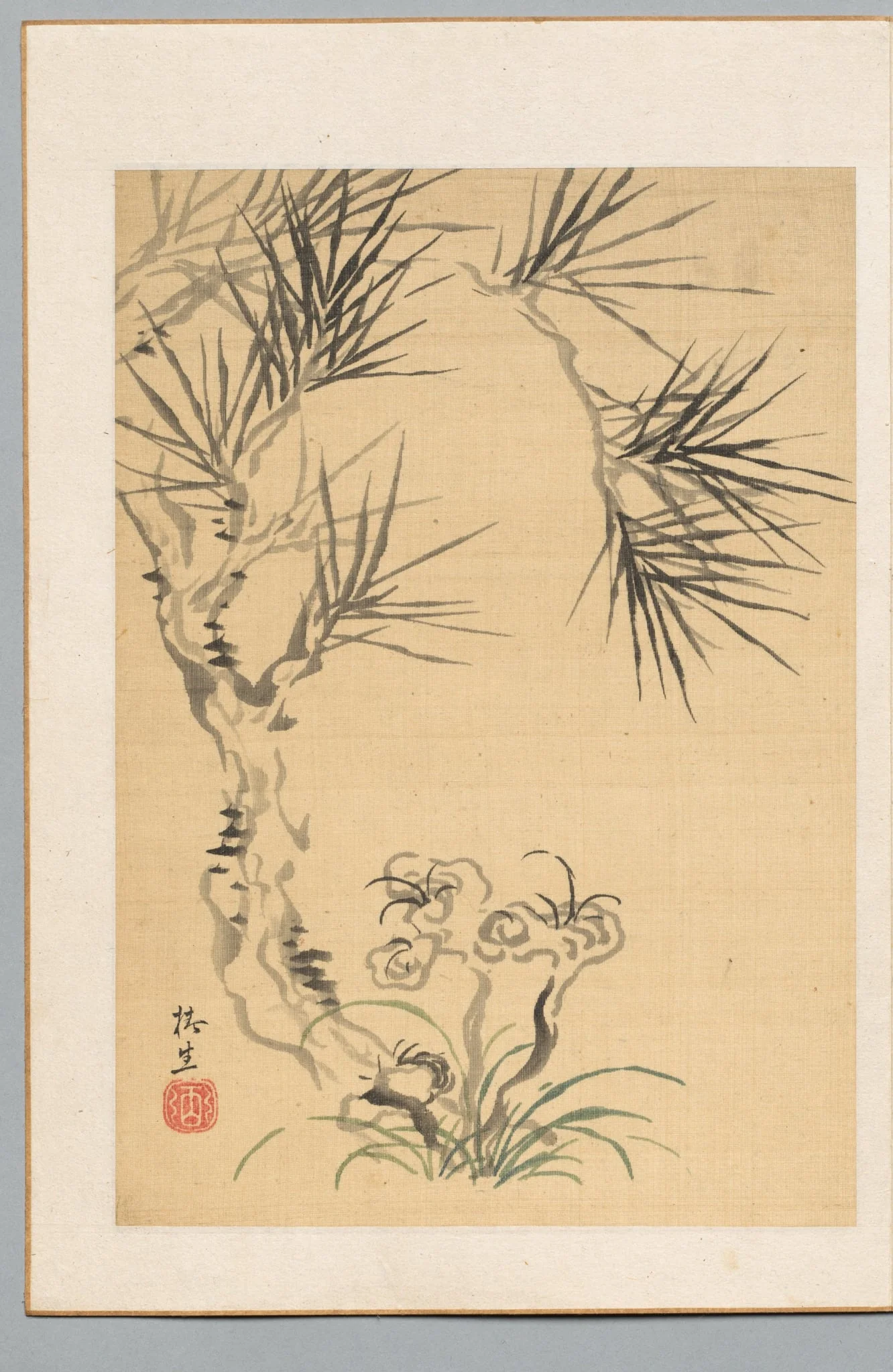 Pine Tree and Fungus, by Tsubaki Chinzan, 1804