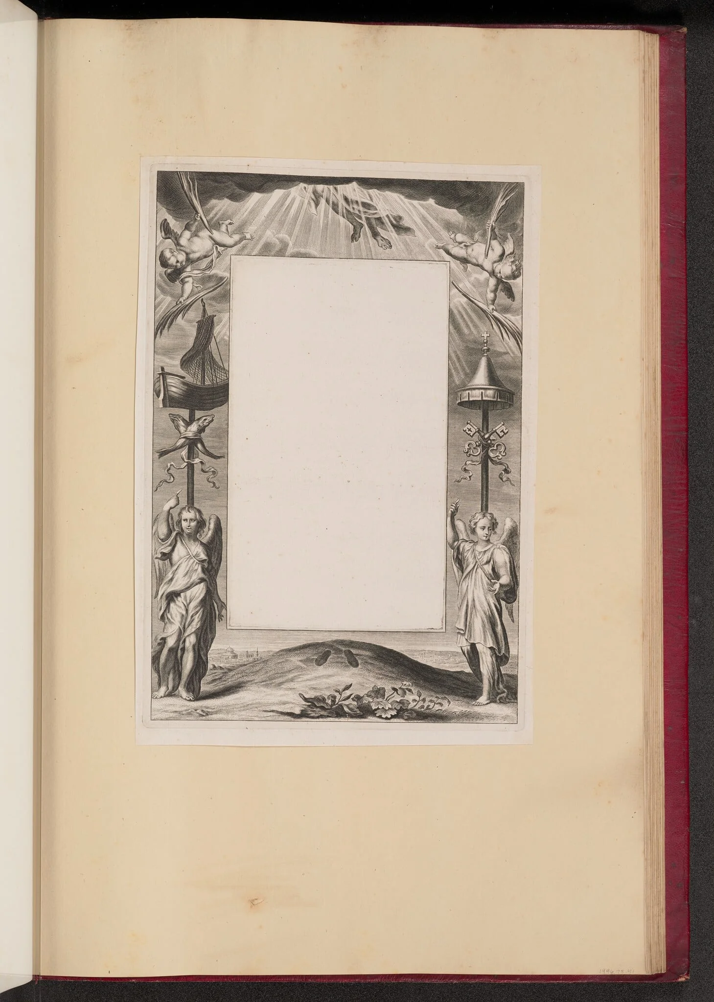 Border Illustration with the Ascension of Christ, Keys and Fish, by Netherlandish 17th Century, ink, 1613