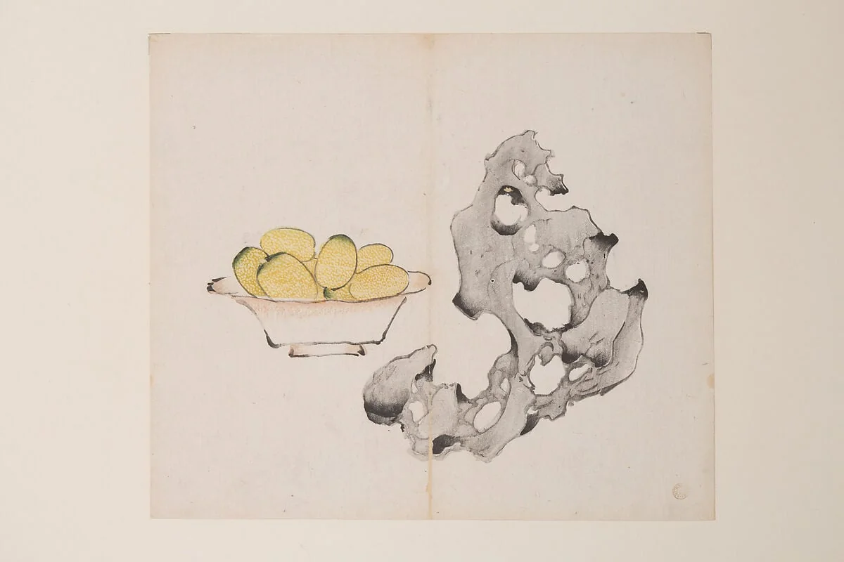 明　胡正言　《十竹齋書畫譜》　四開　木版畫|Page from the Ten Bamboo Studio Manual of Painting and Calligraphy, by Hu Zhengyan, ink, 1633