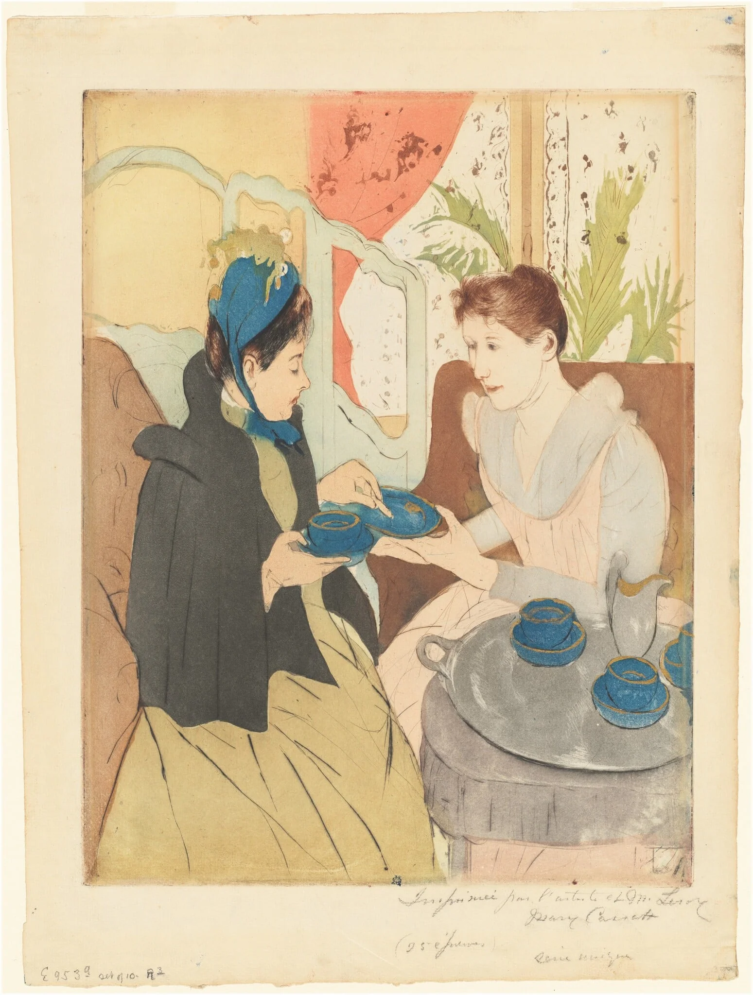 Afternoon Tea Party, by Mary Cassatt, ink, 1890