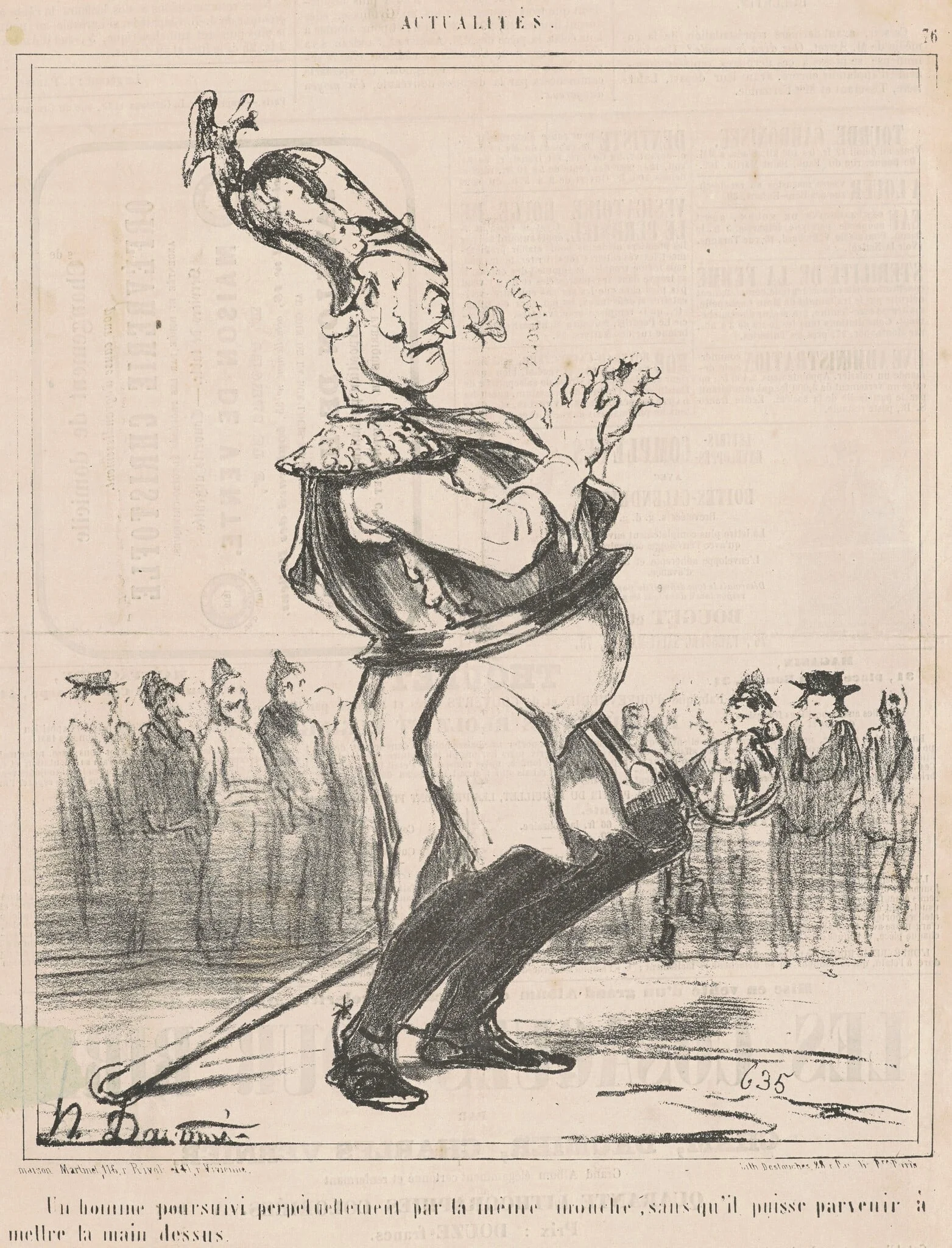 Un homme poursuivi ..., by Honoré Daumier, ink, 1854