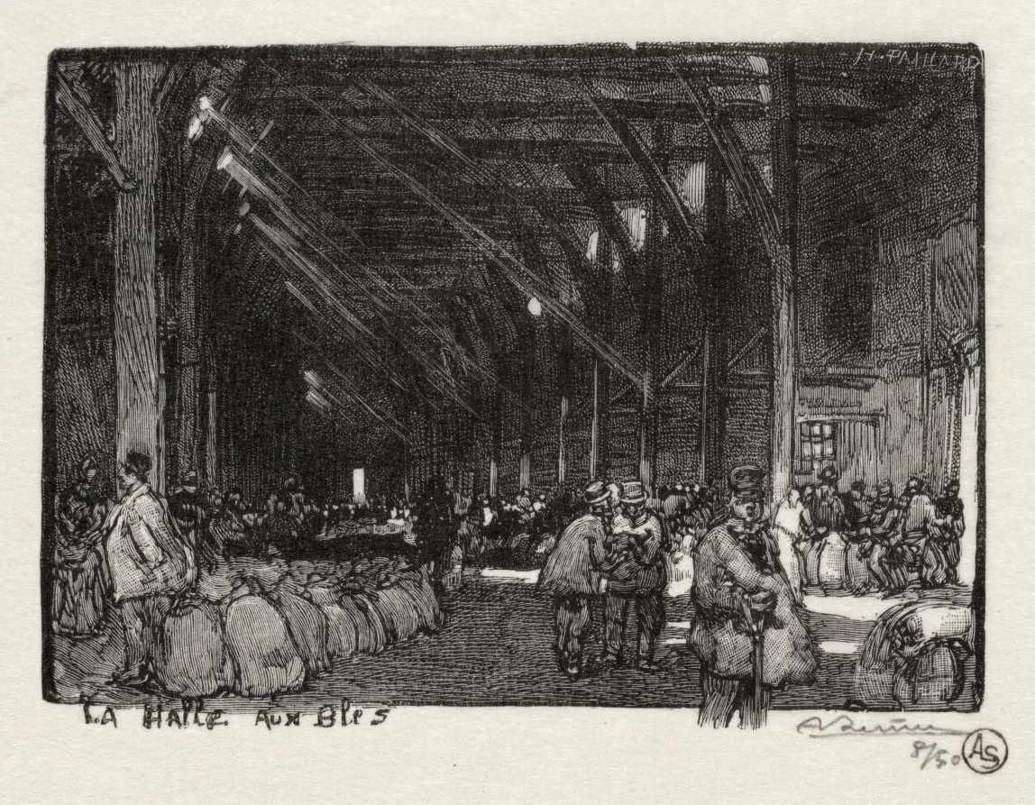 Rouen Illustré:  La Halle aux Blès, by Auguste Lepère, 1896