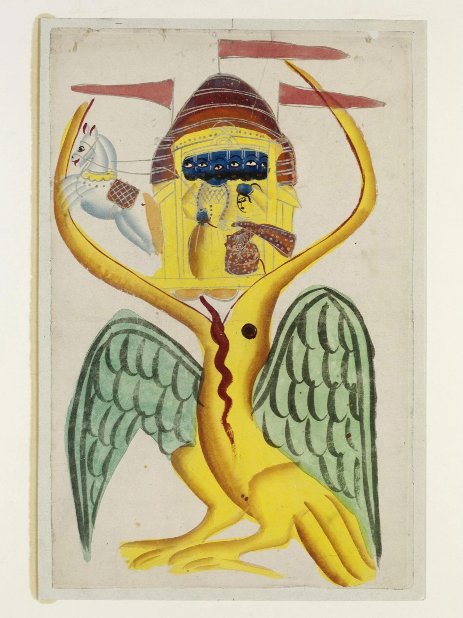 Ravana, Sita and Jatayu, by Unknown, paint, 1880