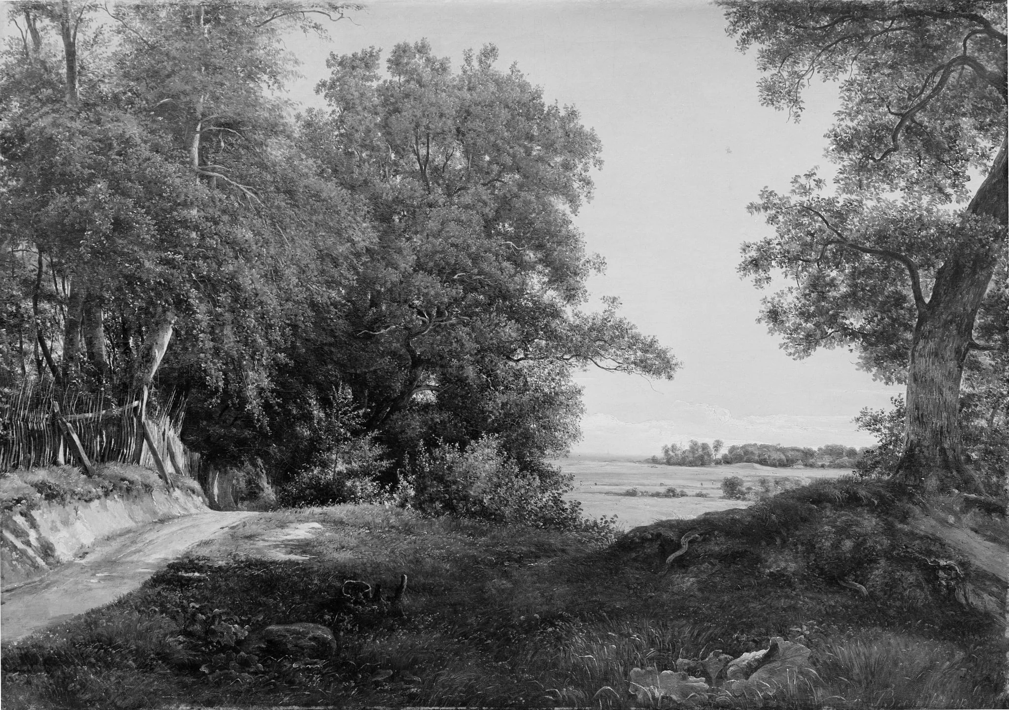 A Summer Morning beside the Deer Park Fence in Ordrup Spinney, North of Copenhagen, by Unknown, 1855