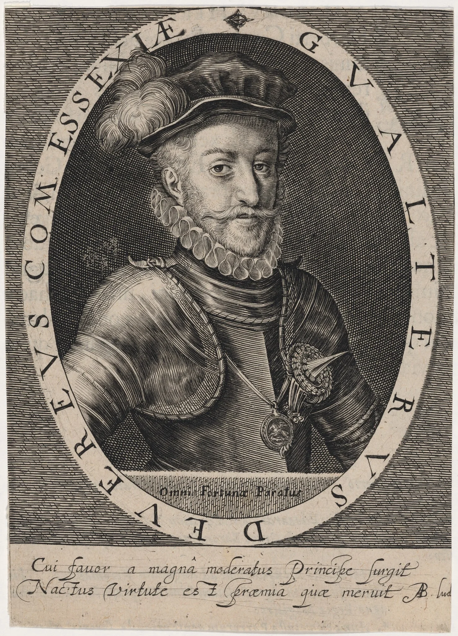 Walter Devereux, First Earl of Essex, by Magdalena van de Passe, ink, 1620