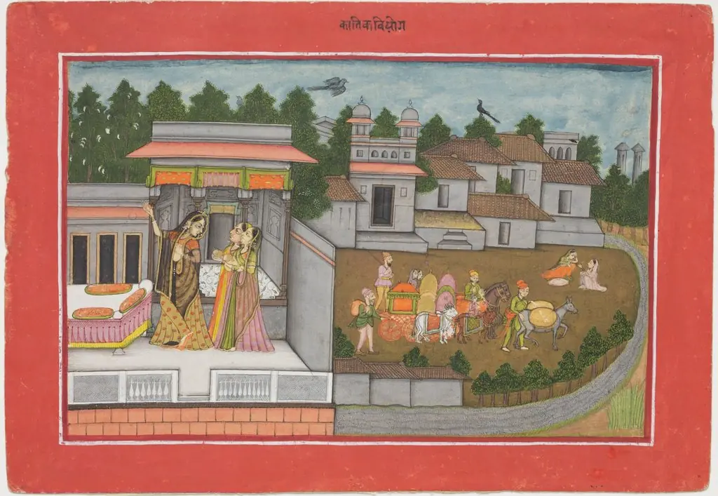 The Month of Kartik (October-November), from a manuscript of the Barahmasa ("Twelve Months")