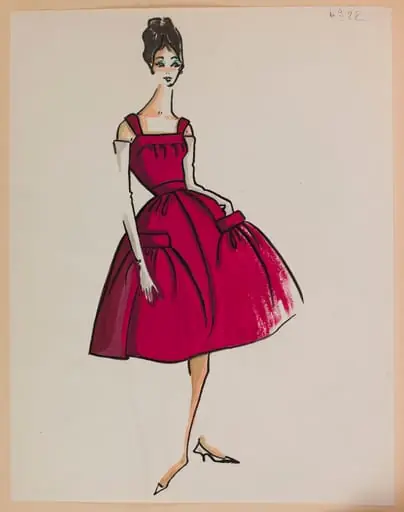 Robe à bretelles fuchsia avec deux grandes poches sur la jupe