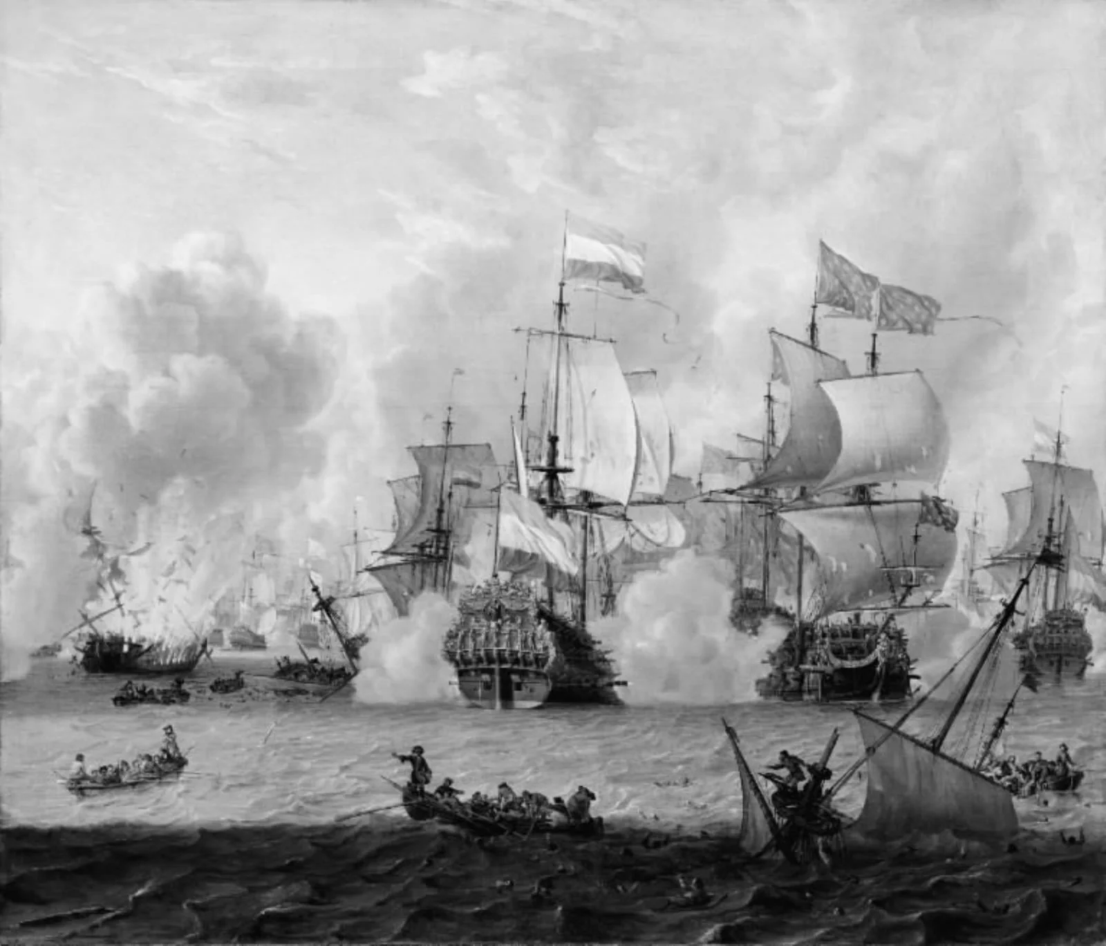 Encounter between the English and the Dutch Fleets at La Hogue 29th May 1692, by Unknown, 1701