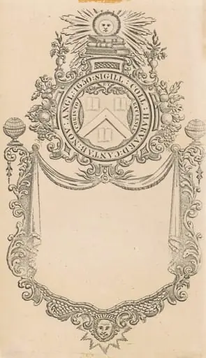 Harvard College Bookplate with the Christo et Ecclesiæ Seal