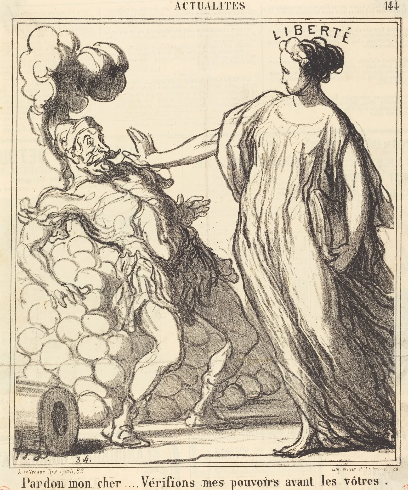 Pardon mon cher..., by Honoré Daumier, ink, 1869