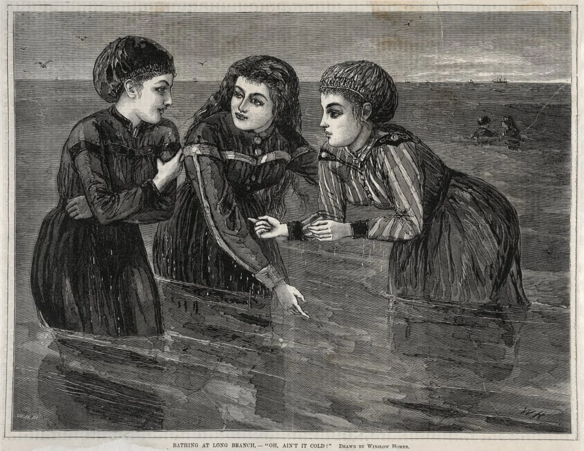 Bathing at Long Branch, - "Oh, Ain't it Cold!", by Winslow Homer, 1871