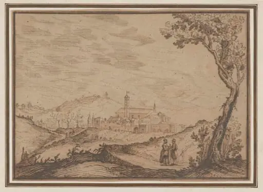An Italianate Landscape with Travellers
